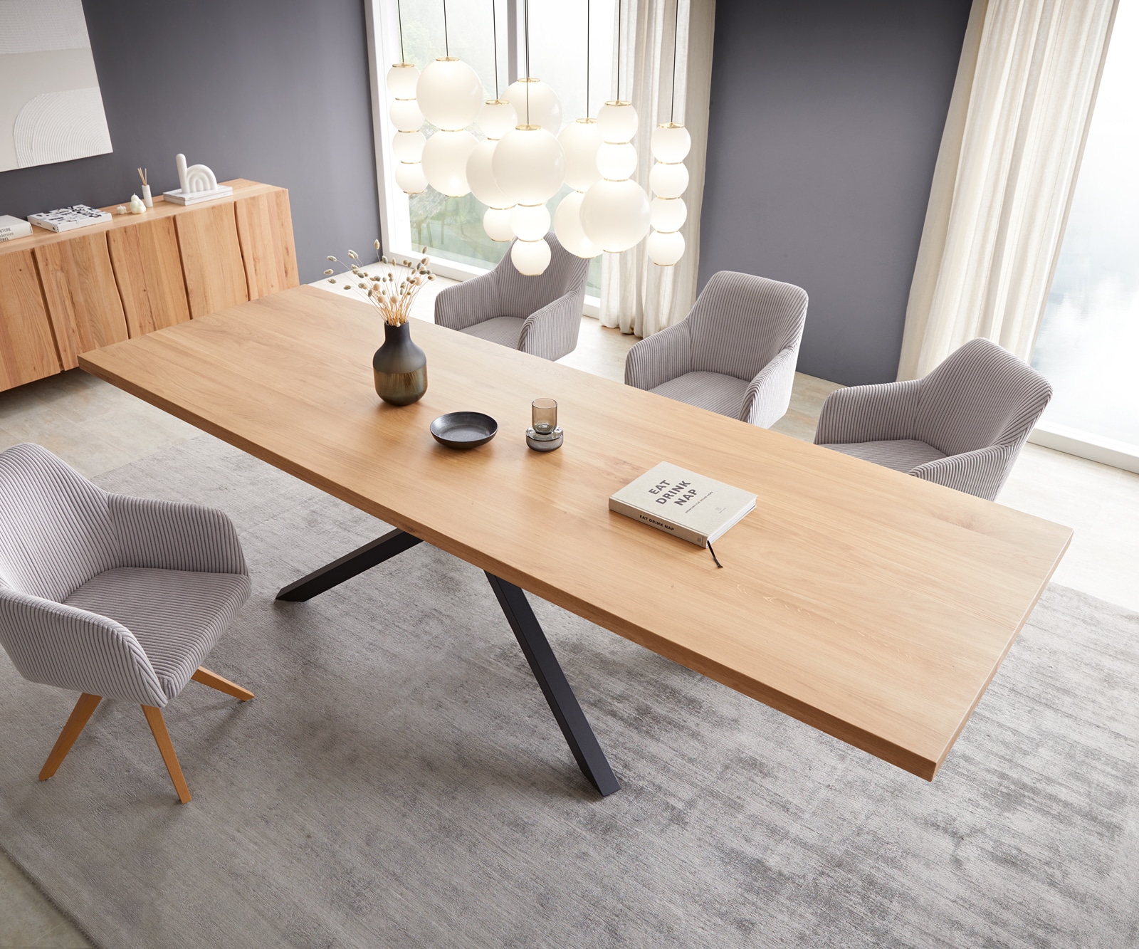 Маса 300x100 Дъб Натурал КръстРамка Правоъгълник Черен Edge 3 Маса 300x100 Дъб Натурал КръстРамка Правоъгълник Черен Edge 3