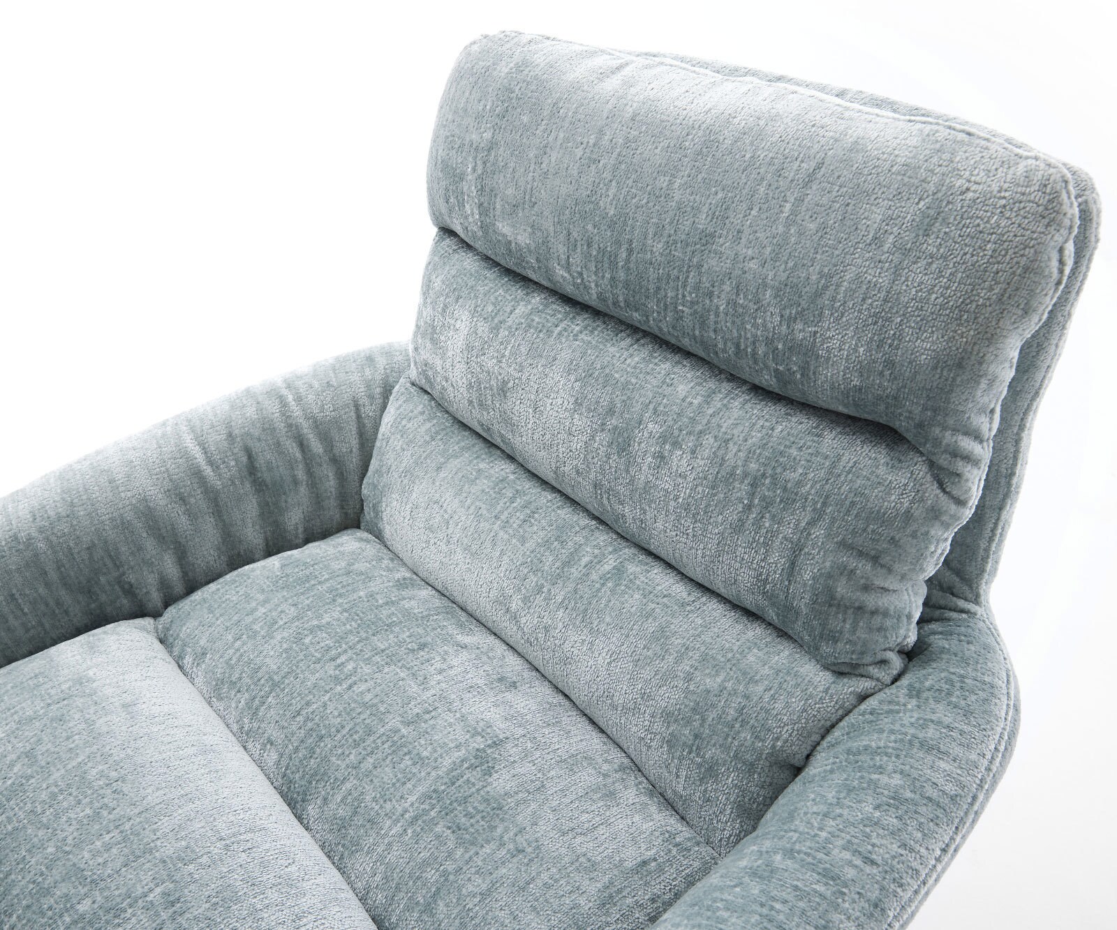 Трапезен стол с подлакътници Шенил Пастелено син Извити крака Неръждаема стомана Abelia-Flex 3