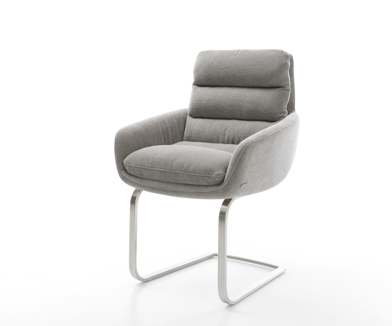 Конзолен стол Abelia-Flex с подлакътници текстурирана тъкан меко сиво конзолен стол плосък от неръждаема стомана