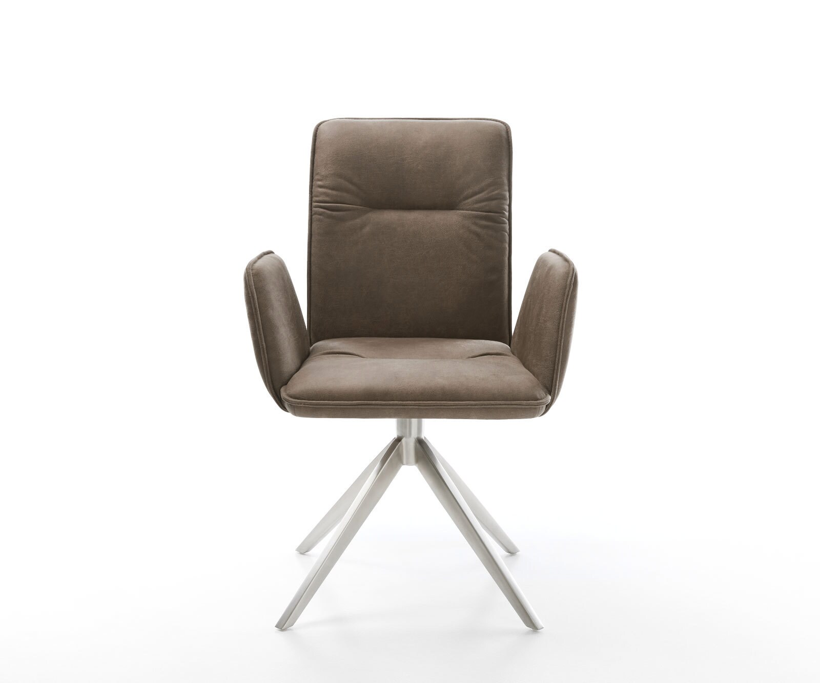 Въртящ се стол Vinja-Flex от микрофибър сив винтидж Кръстосана рамка от широка неръждаема стомана Въртене на 360° Люлееща се функция 1