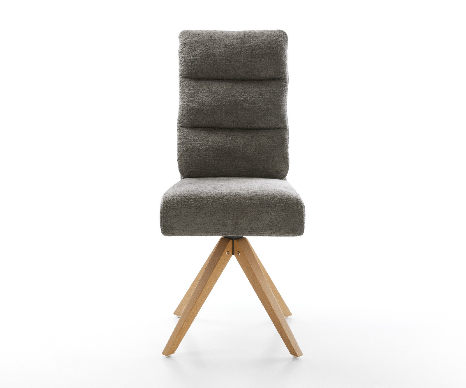 Въртящ се стол Pela-Flex Bouclé Soft, кафяво-сиво, дървена рамка с изчистени линии, естествен цвят, завъртащ се на 360°, с джобни пружини 2