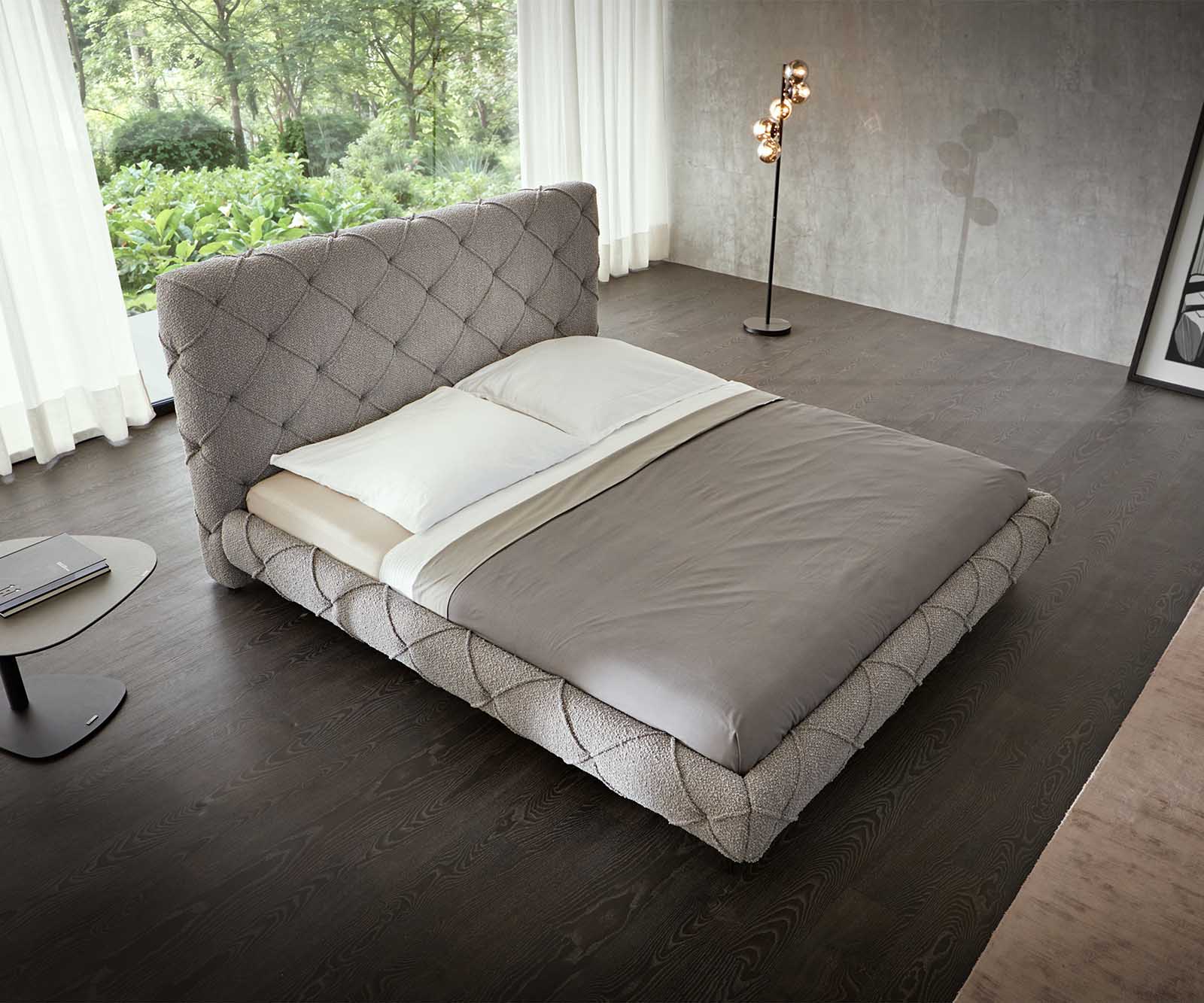 Тапицирано легло Nayara 180x200 cm bouclé сребристо сиво 1 Тапицирано легло Nayara 180x200 cm bouclé сребристо сиво 1