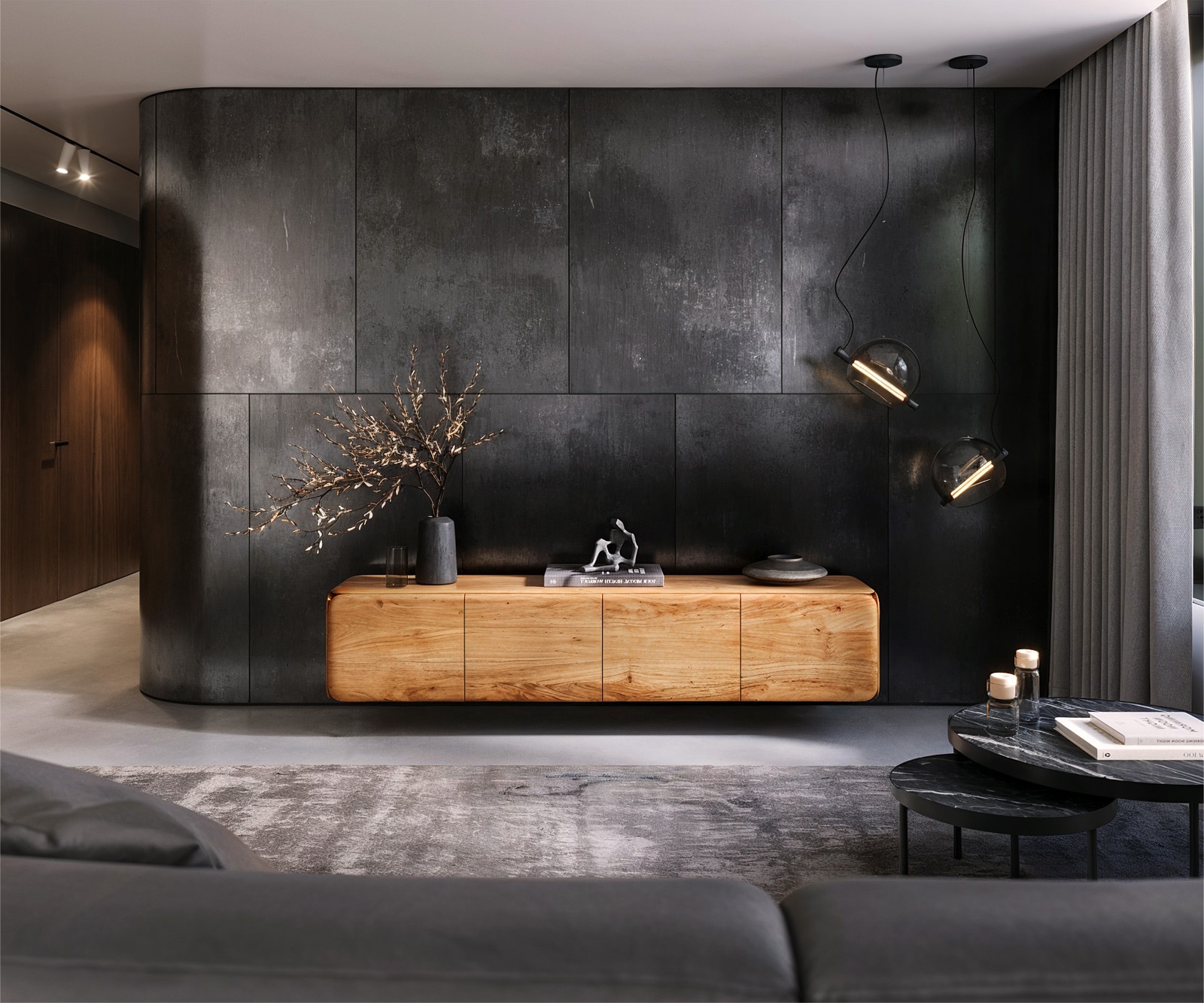 ТВ шкаф Shavani 200 cm акация естествена 4 врати плаващи 2