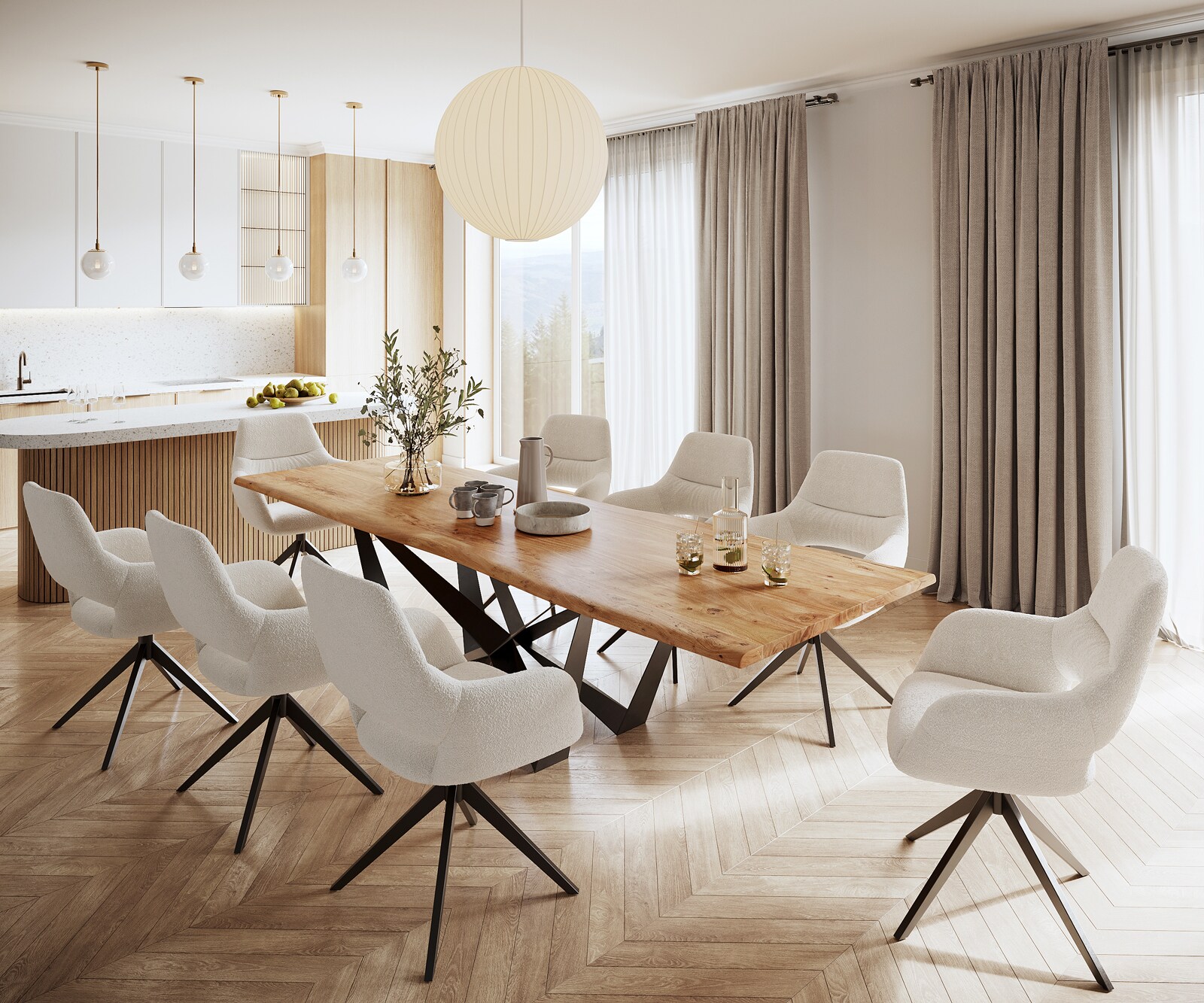 Маса 300x100 Акация Натурал Spider плоска стомана Черен Edge 5