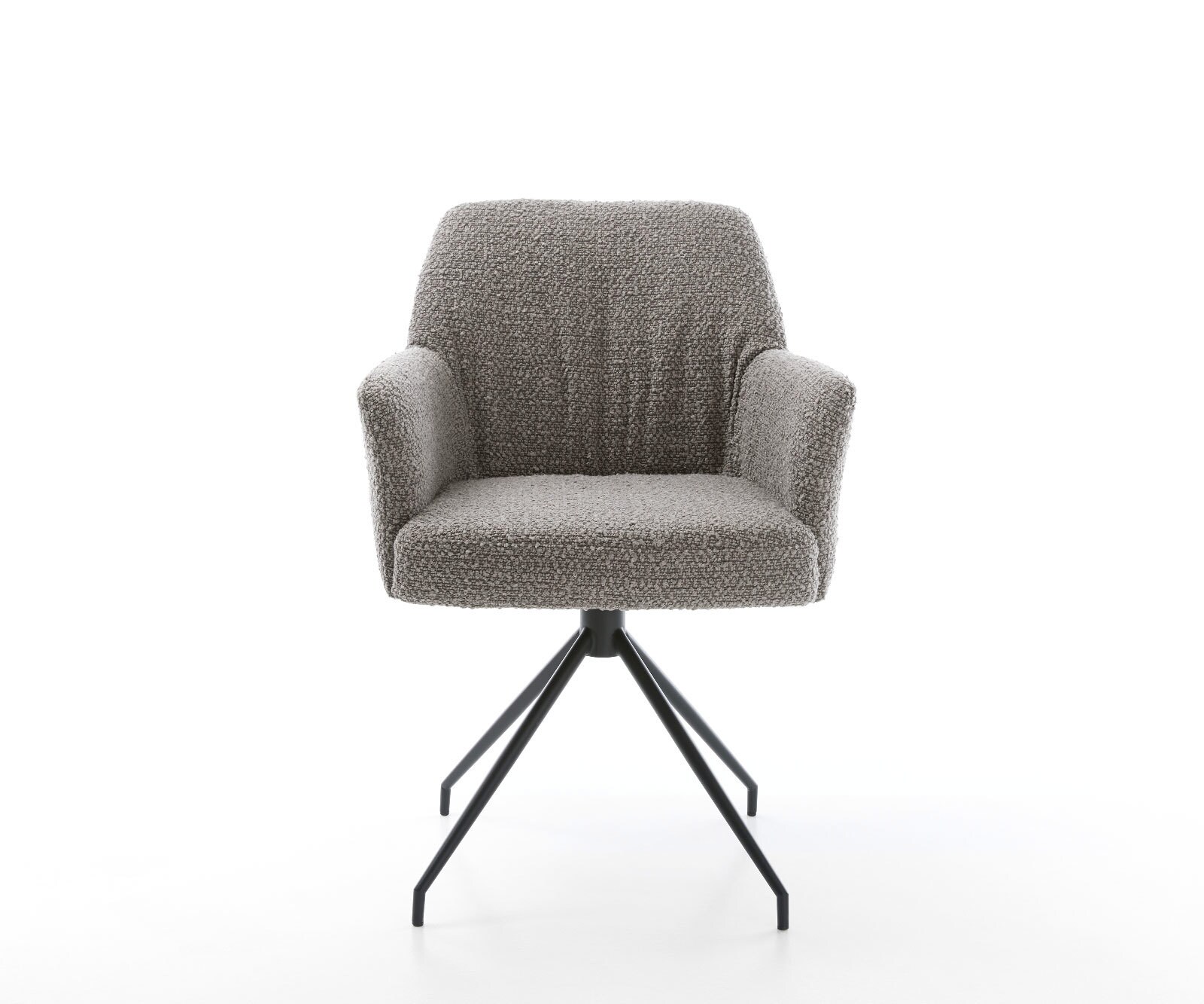 Врътящ се стол с подлакътници Букле СребристСив Конус крак кръгъл Черен 180° въртящ се Покет пружина Xana-Flex 1