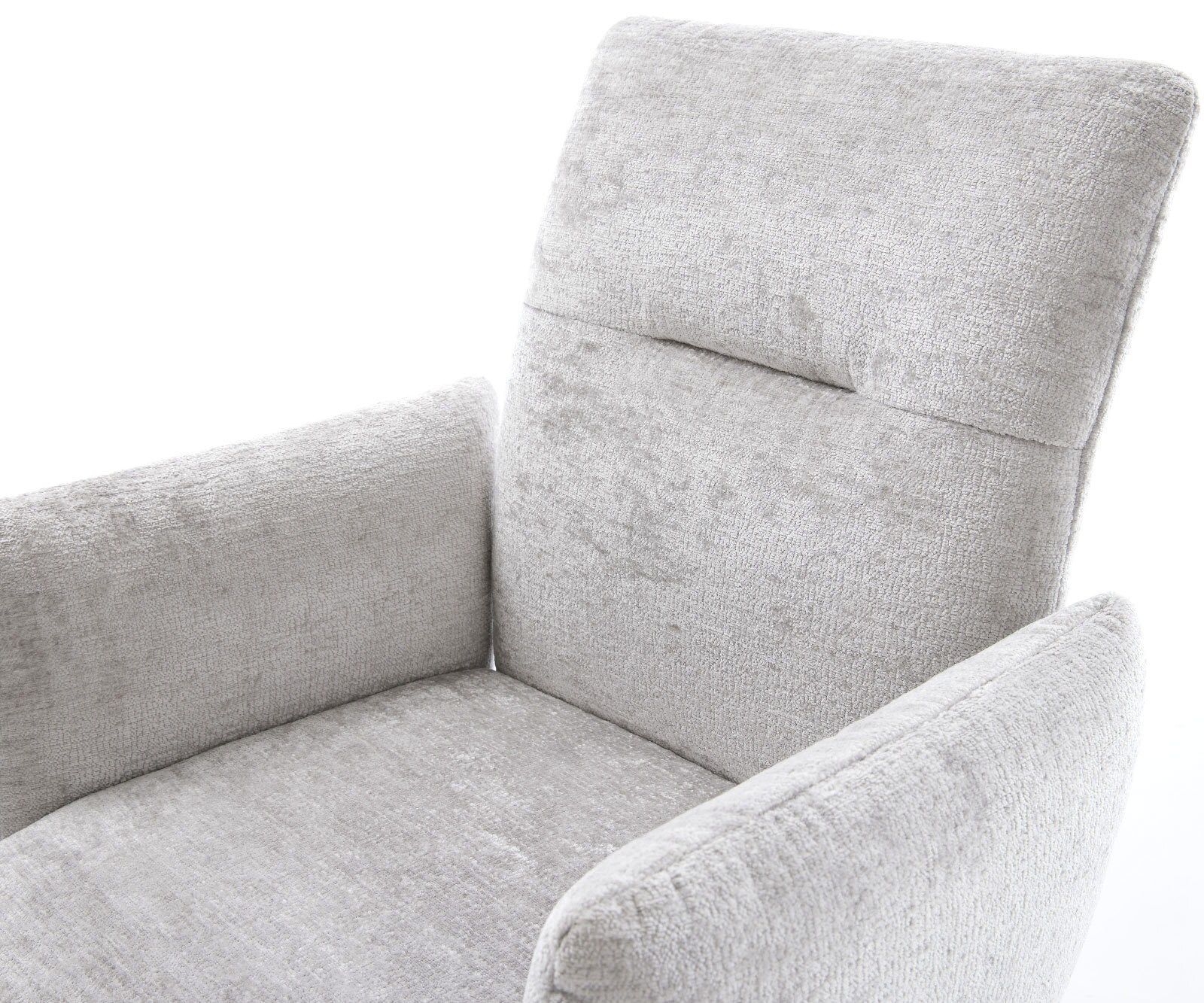 Трапезен стол с подлакътници Шенил СребристСив Извити крака Неръждаема стомана Покет пружина Jova-Flex 4