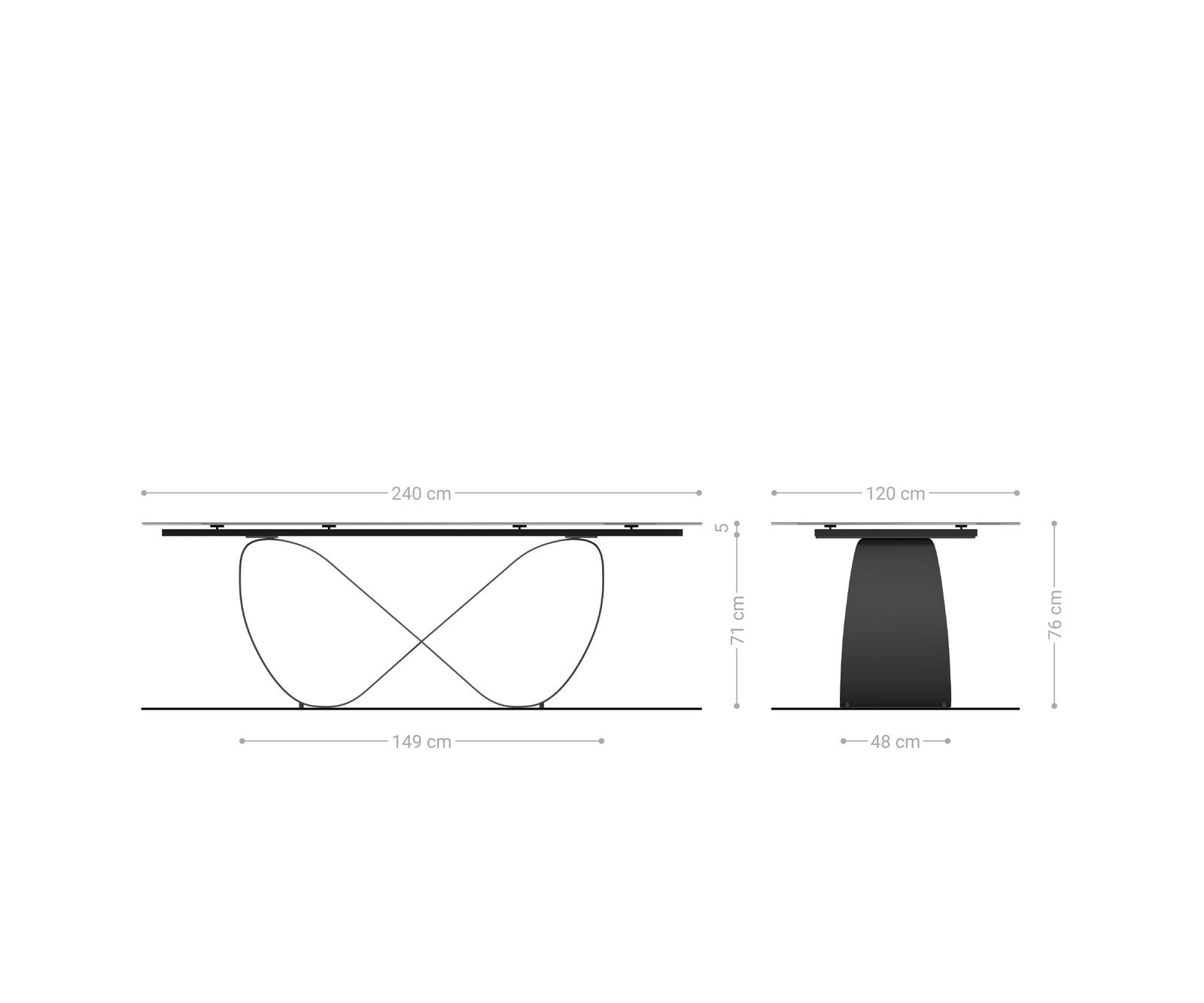Маса Boot 240x120cm Keramik Calacatta Luxe Бял-Злато-Сив Infinity Метал Ефектенфиниш Titan Edge 8