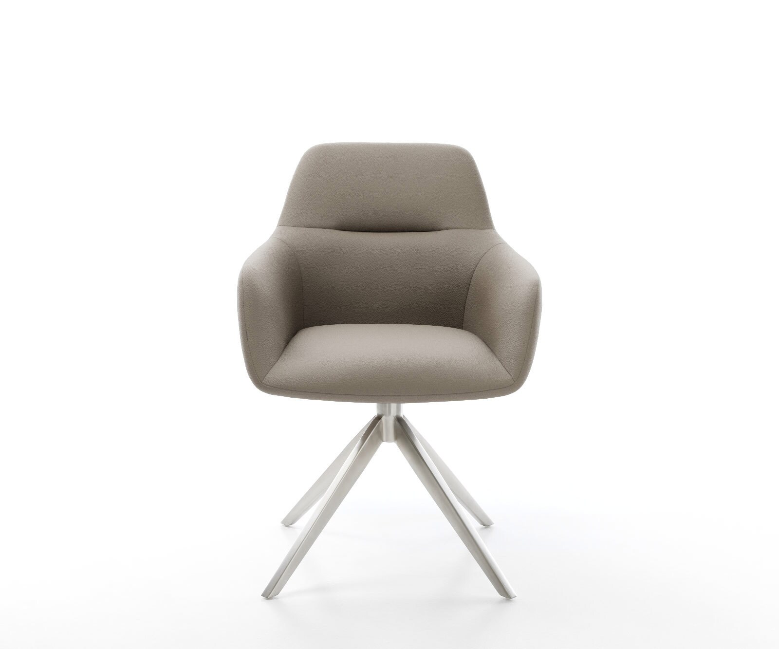 Въртящ се стол Pejo-Flex, Сиво-кафява естествена кожа, Кръстосана рамка от широка неръждаема стомана, Въртене на 360°, Люлееща се функция, Ядро от джобни пружини 1