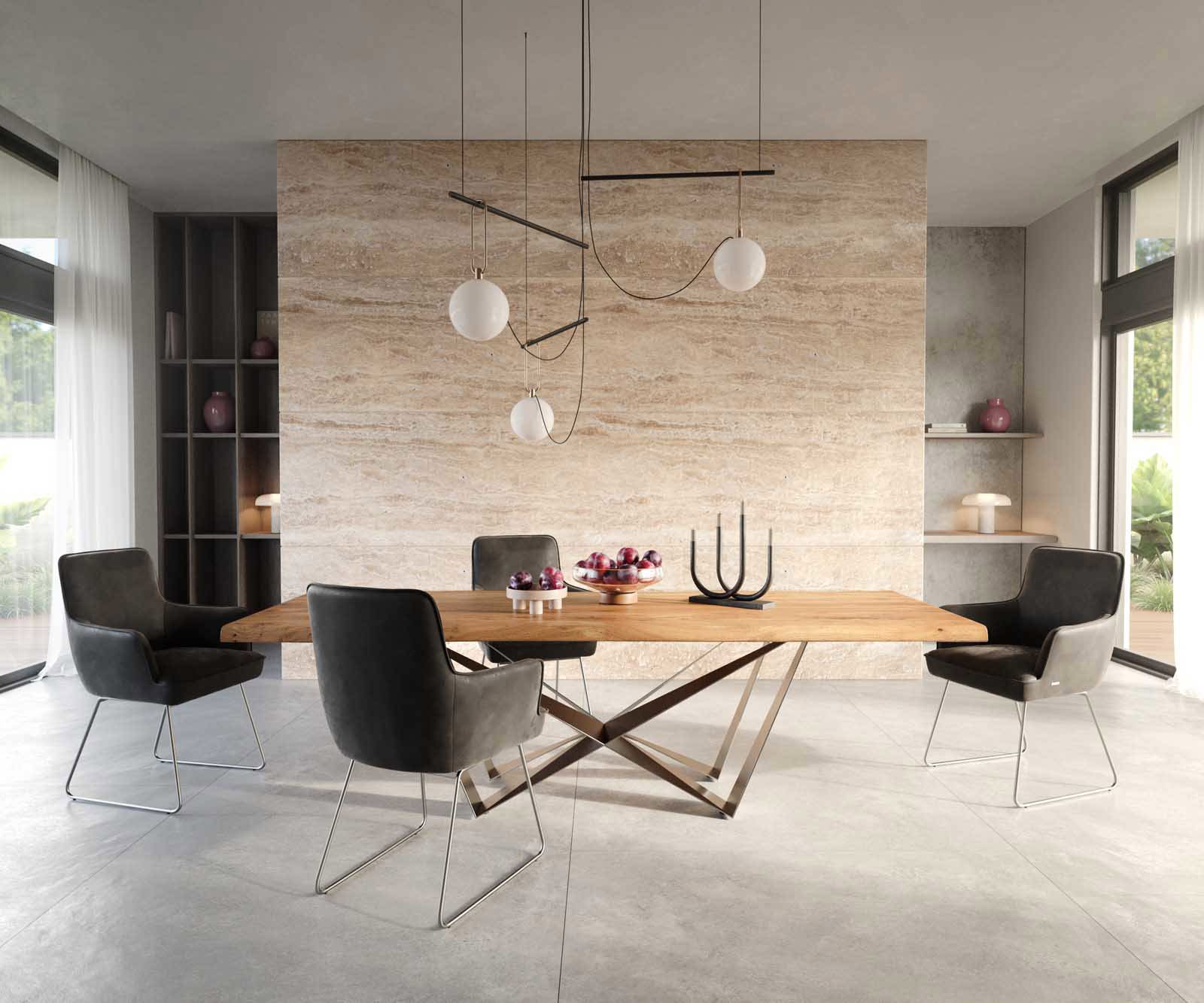 Стол Антрацит Винтидж Извити крака Неръждаема стомана Покет пружина Heira-Flex 4 Стол Антрацит Винтидж Извити крака Неръждаема стомана Покет пружина Heira-Flex 4