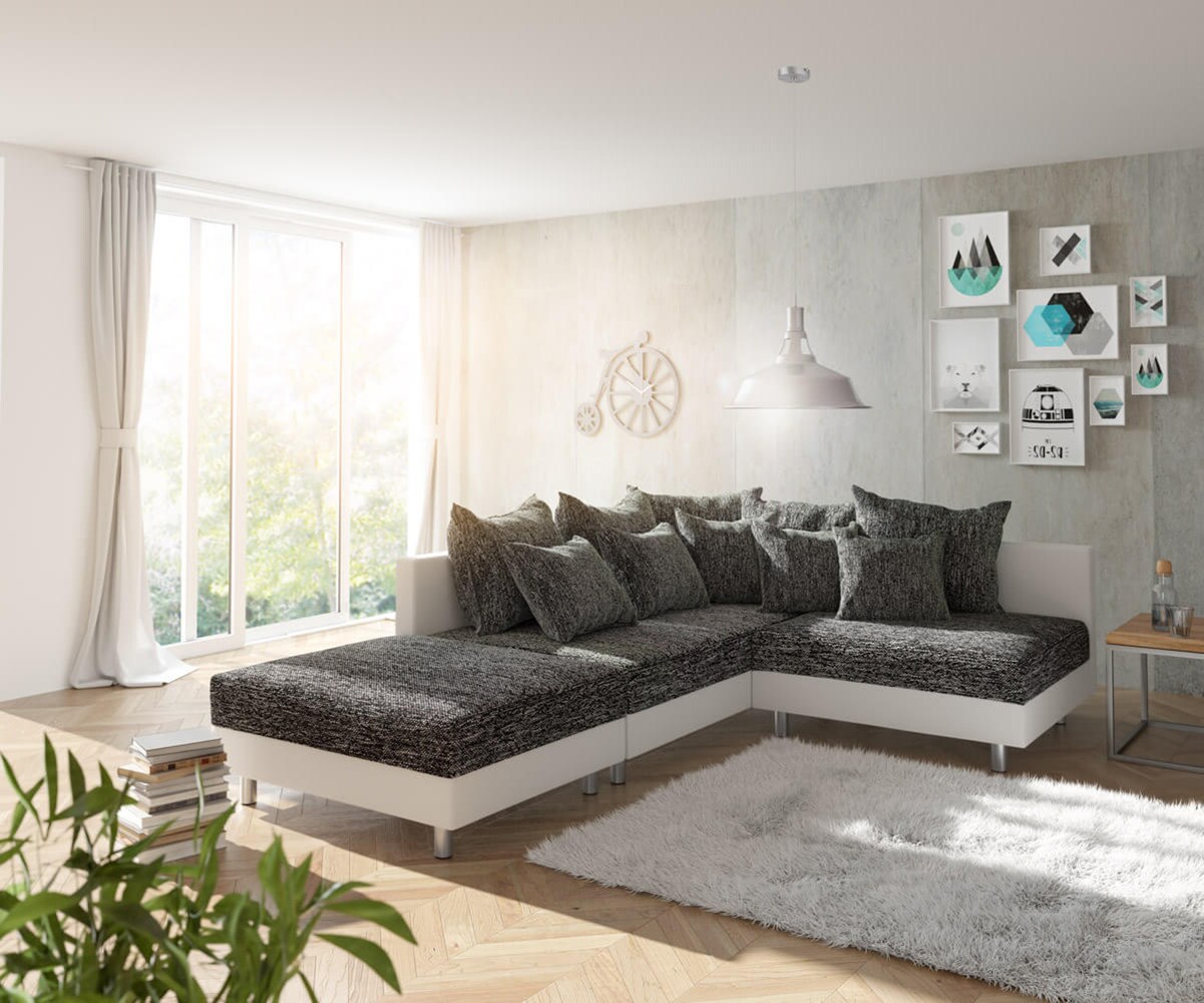 Ъглов диван Кафяв античен вид модулна лежанка дясна Clovis