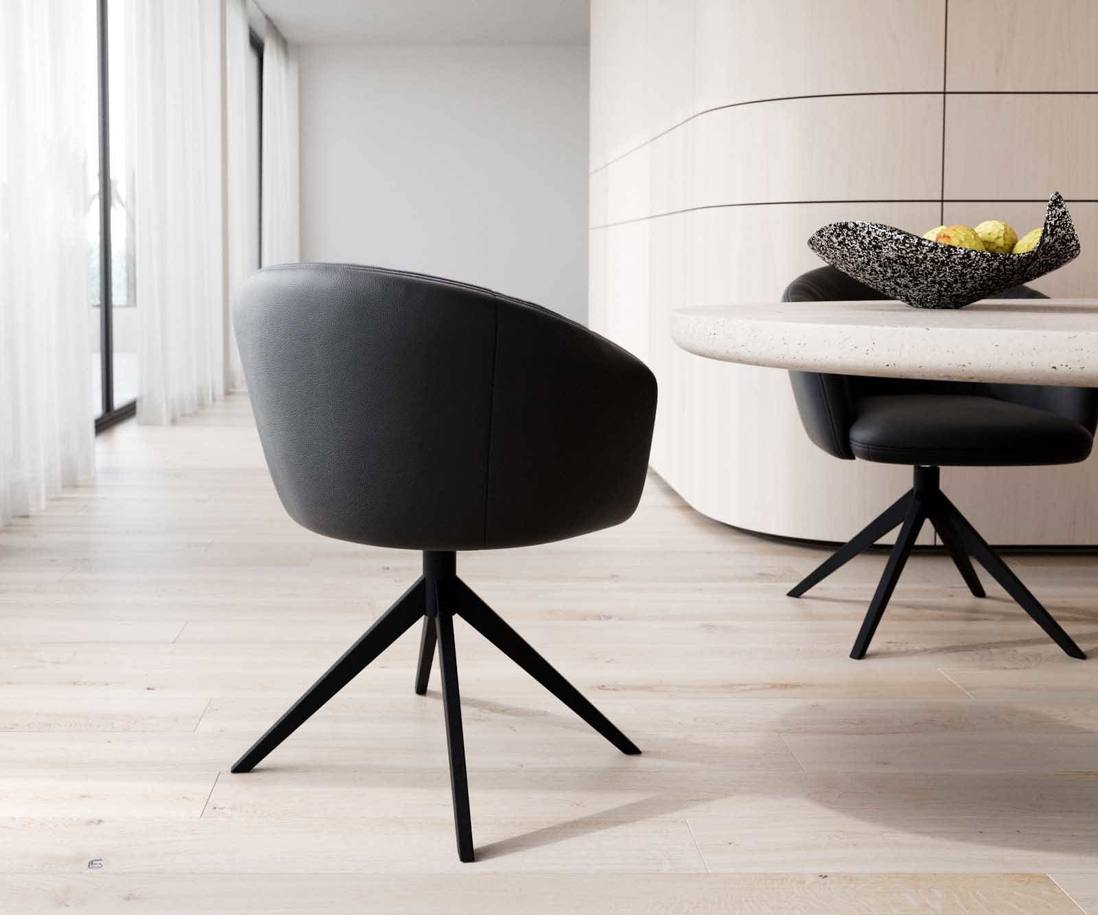 Врътящ се стол с подлакътници Естествена кожа Черен Конус крак плосък Черен 360° въртящ се Покет пружина Caja-Flex 5 Врътящ се стол с подлакътници Естествена кожа Черен Конус крак плосък Черен 360° въртящ се Покет пружина Caja-Flex 5