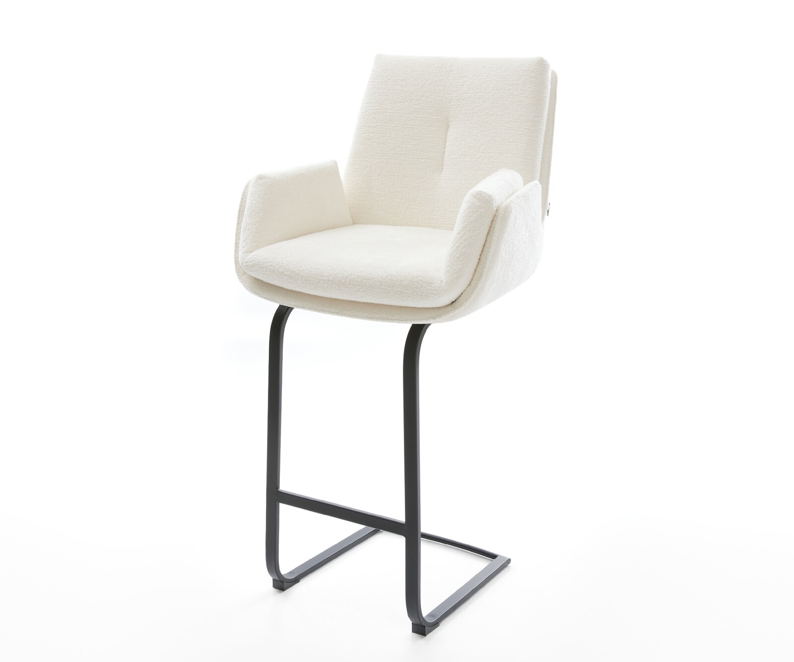 Бар стол Clea-Flex, Букле Светлобежово, плоска, метална, черна основа 1