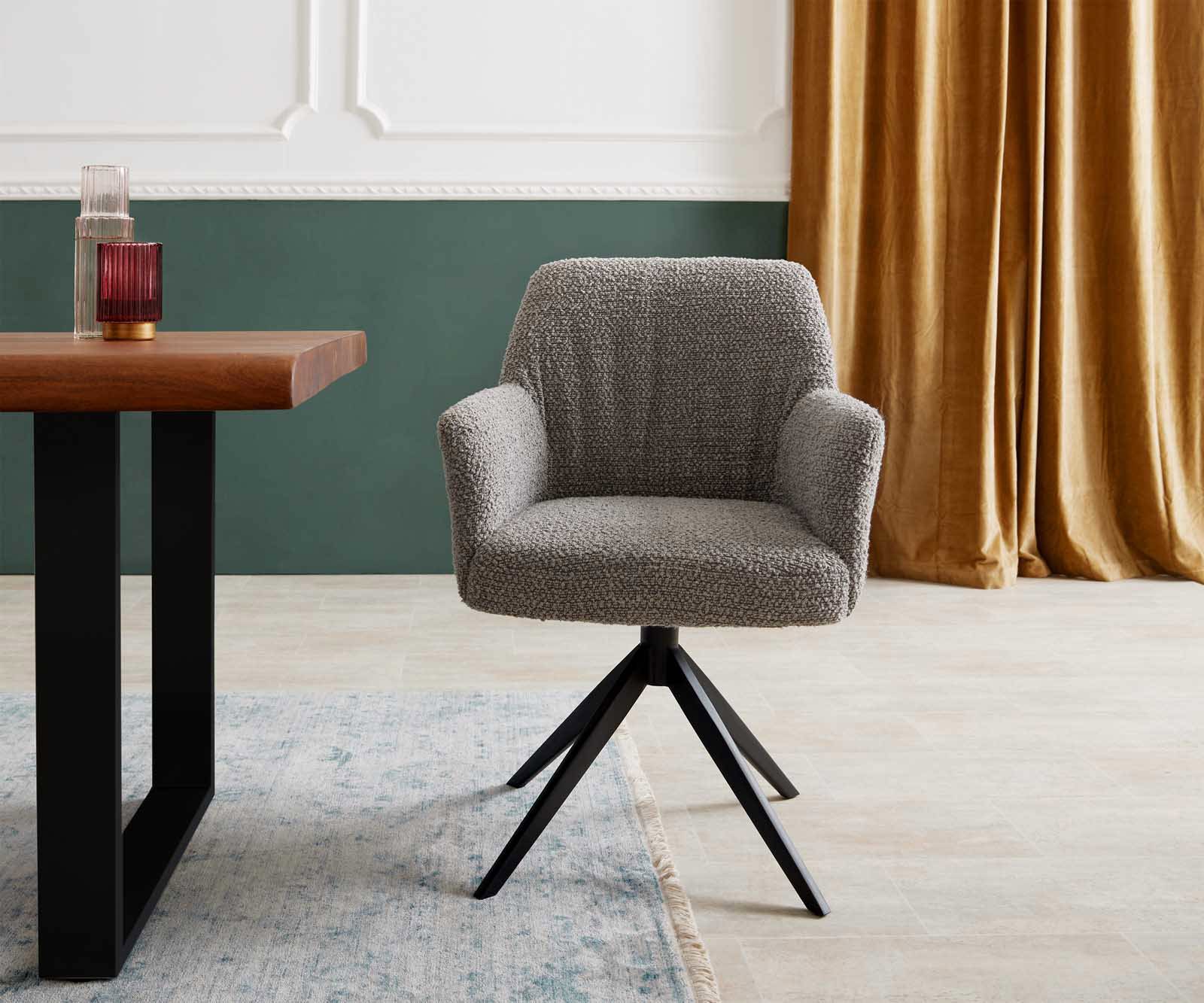 Врътящ се стол с подлакътници Букле СребристСив Конус крак плосък Черен 360° въртящ се Покет пружина Xana-Flex 1 Врътящ се стол с подлакътници Букле СребристСив Конус крак плосък Черен 360° въртящ се Покет пружина Xana-Flex 1