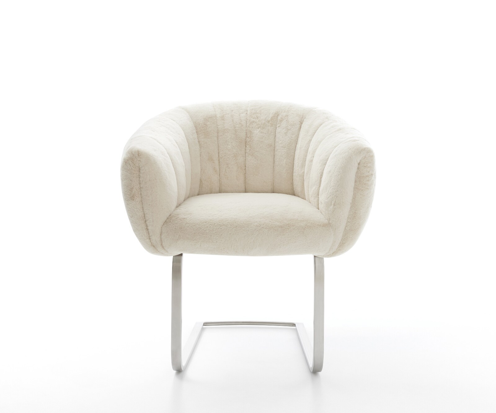 Стол с конзола Jada-Flex плюшен крем-бял Стол с конзола с плоска сърцевина от джобни пружини от неръждаема стомана 2