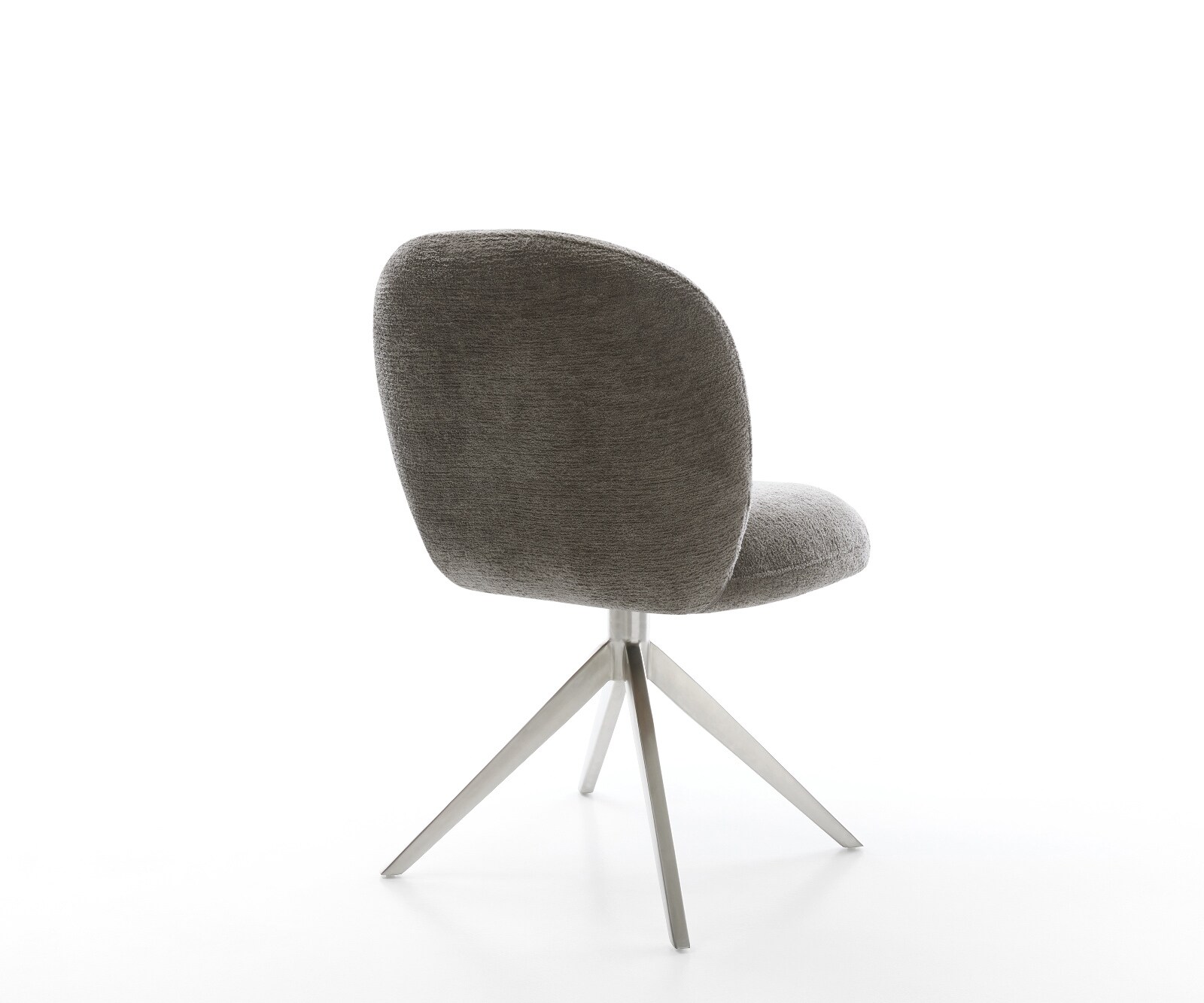 Въртящ се стол Nube-Flex Bouclé Soft Mud Кръстосана рамка широка Неръждаема стомана Въртене на 360° Люлееща се функция Ядро от джобни пружини 5