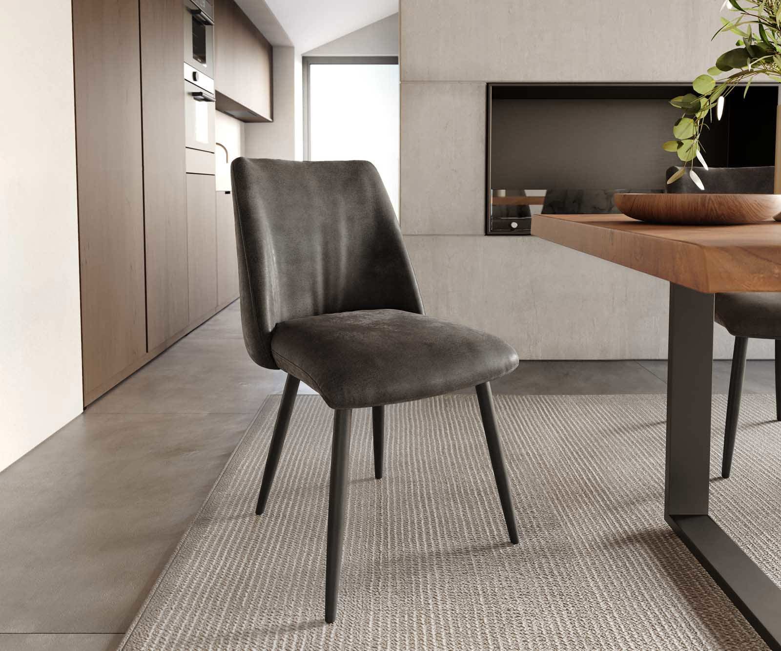 Трапезен стол Антрацит Винтидж 4 крака конични Черен Покет пружина Elso-Flex Трапезен стол Антрацит Винтидж 4 крака конични Черен Покет пружина Elso-Flex