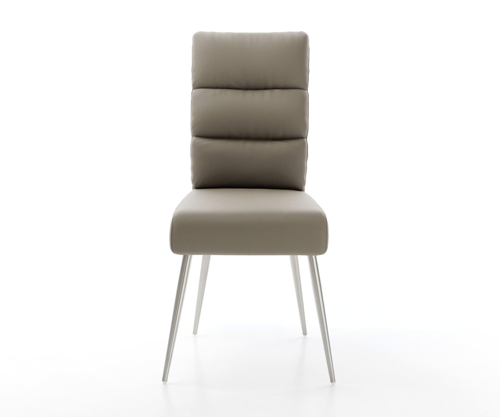 Трапезен стол Естествена кожа Сиво-Кафяв 4 крака конични Неръждаема стомана  Покет пружина Pela-Flex 2