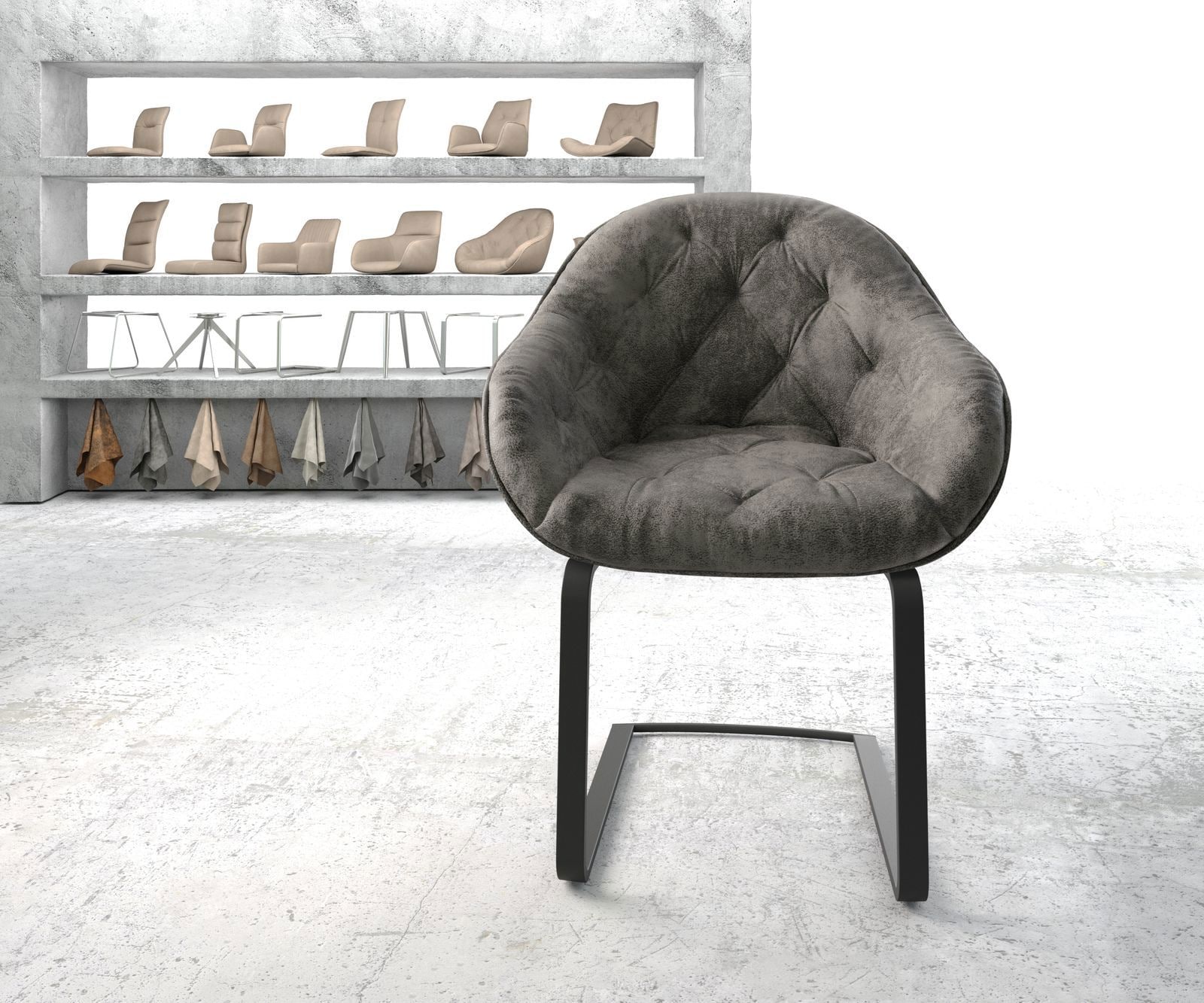 Люлеещ стол Сив Антик Конзолен крак плосък Черен Gaio-Flex 2