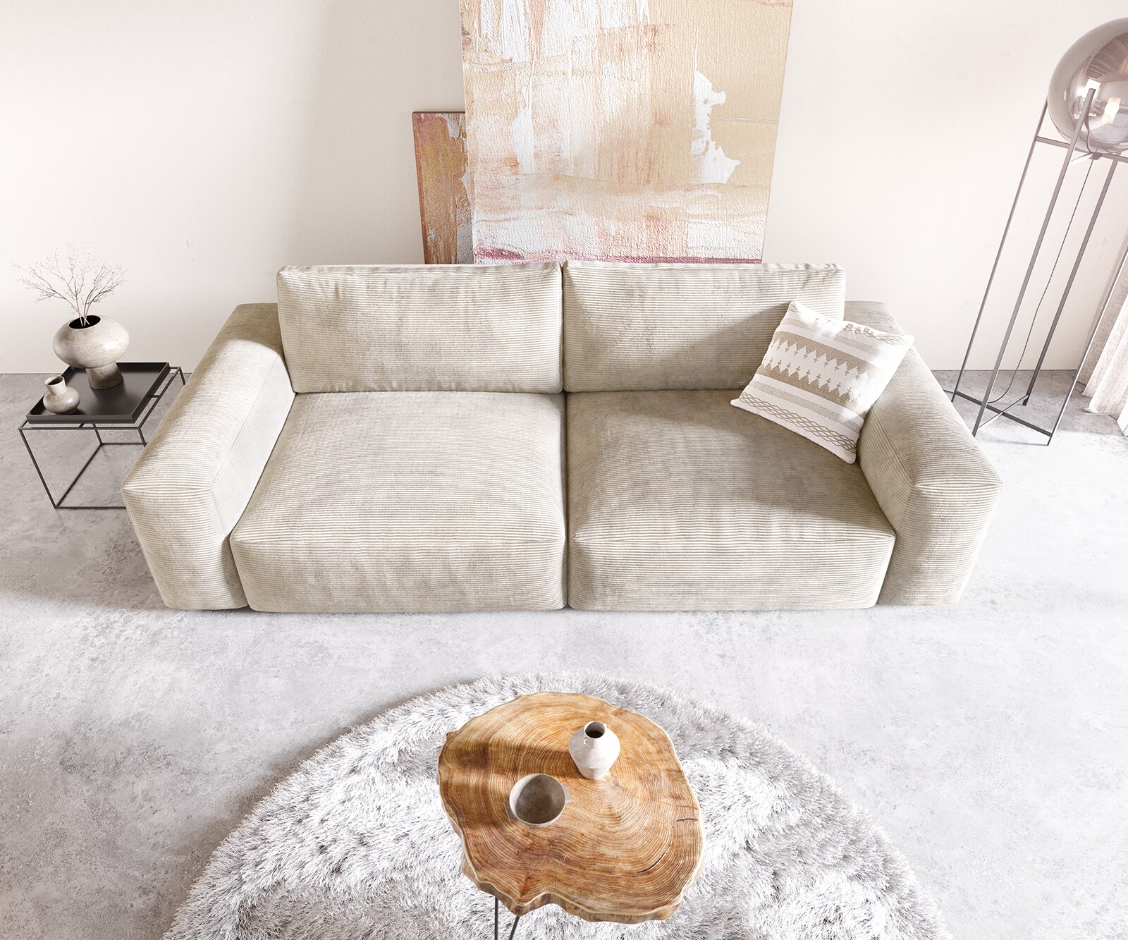 Голям диван XL 270x130 cm Рипс Бежов Lanzo 3