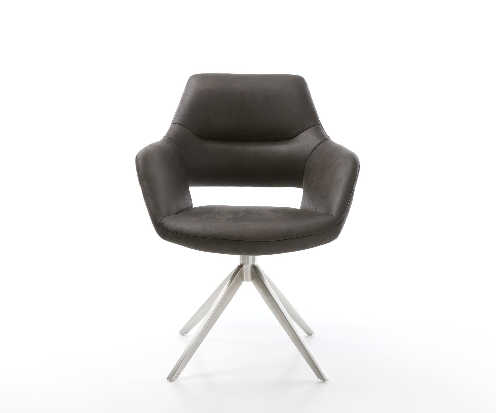 Въртящ се стол Yago-Flex с подлакътници Микрофибър антрацит винтидж Кръстосана рамка широка Неръждаема стомана Въртене на 360° Люлееща се функция Ядро от джобни пружини 1