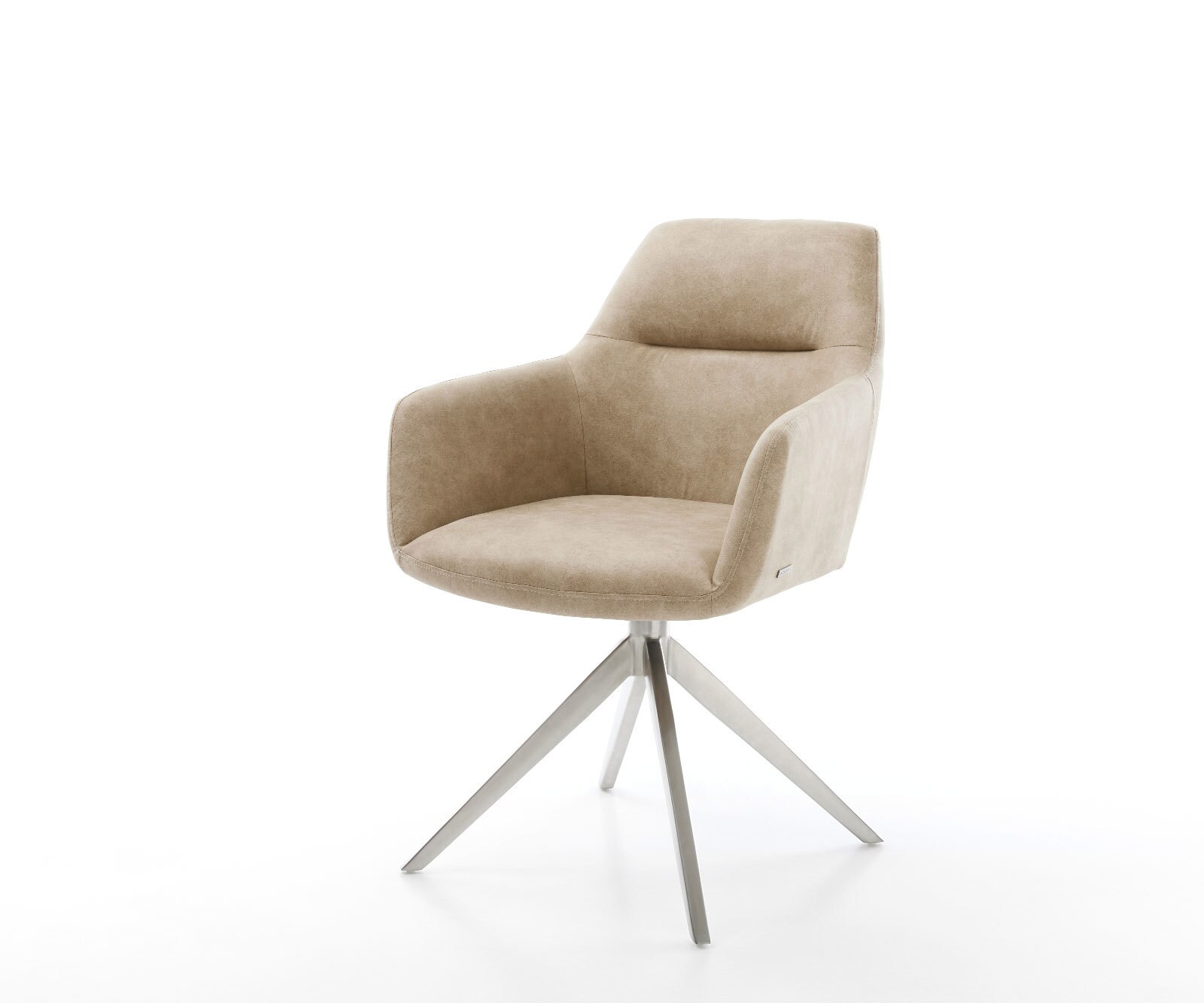 Въртящ се стол Pejo-Flex Микрофибър Бежово Vintage Кръстосана рамка широка Неръждаема стомана 360° въртене Люлееща се функция Ядро от джобни пружини