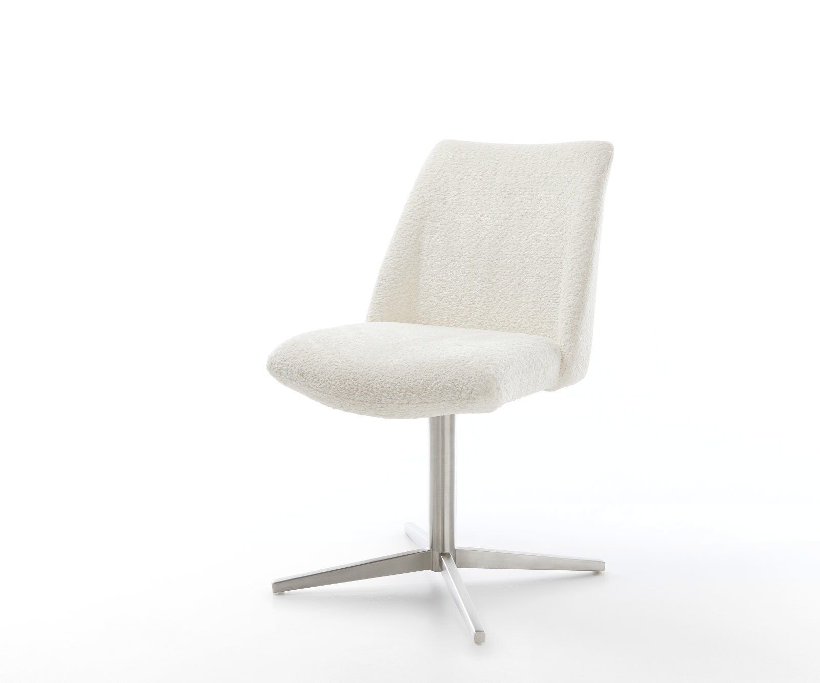 Врътящ се стол Букле Бял Офис основа Неръждаема стомана 360° въртящ се Покет пружина Elso-Flex 1