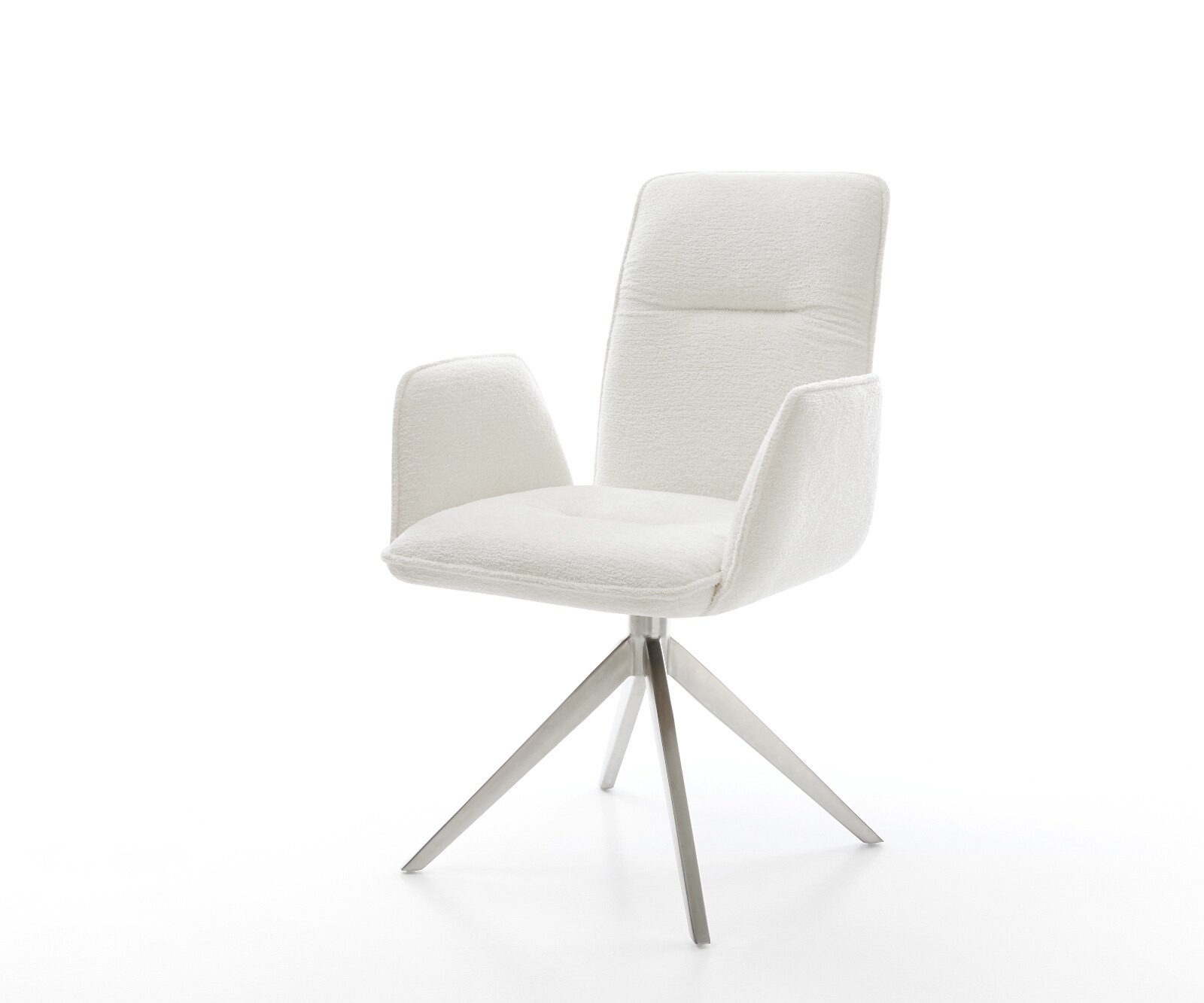 Въртящ се стол Vinja-Flex Bouclé Soft Beige Кръстосана рамка широка Неръждаема стомана Въртене на 360° Люлееща се функция 1