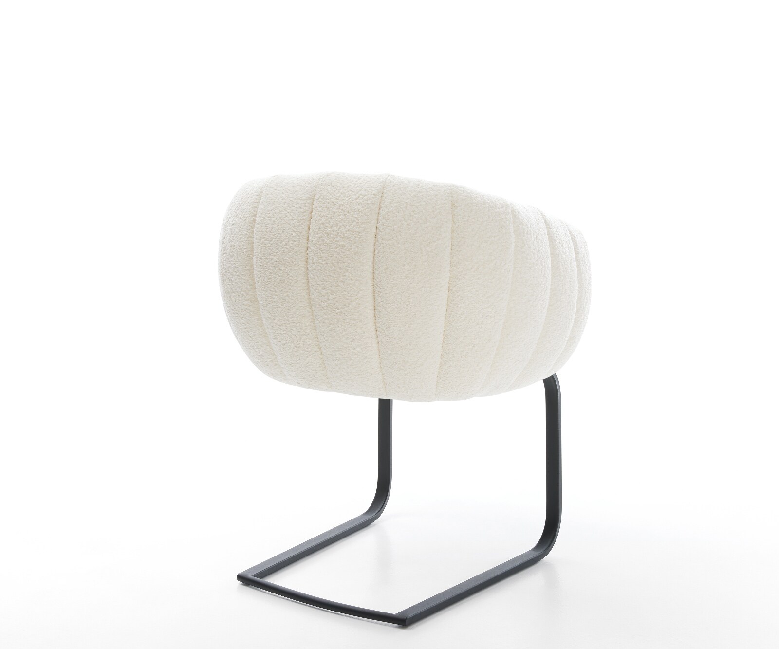 Конзолен стол Jada-Flex, Бяло букле,  плосък, черен конзолен крак, Ядро от джобни пружини 5