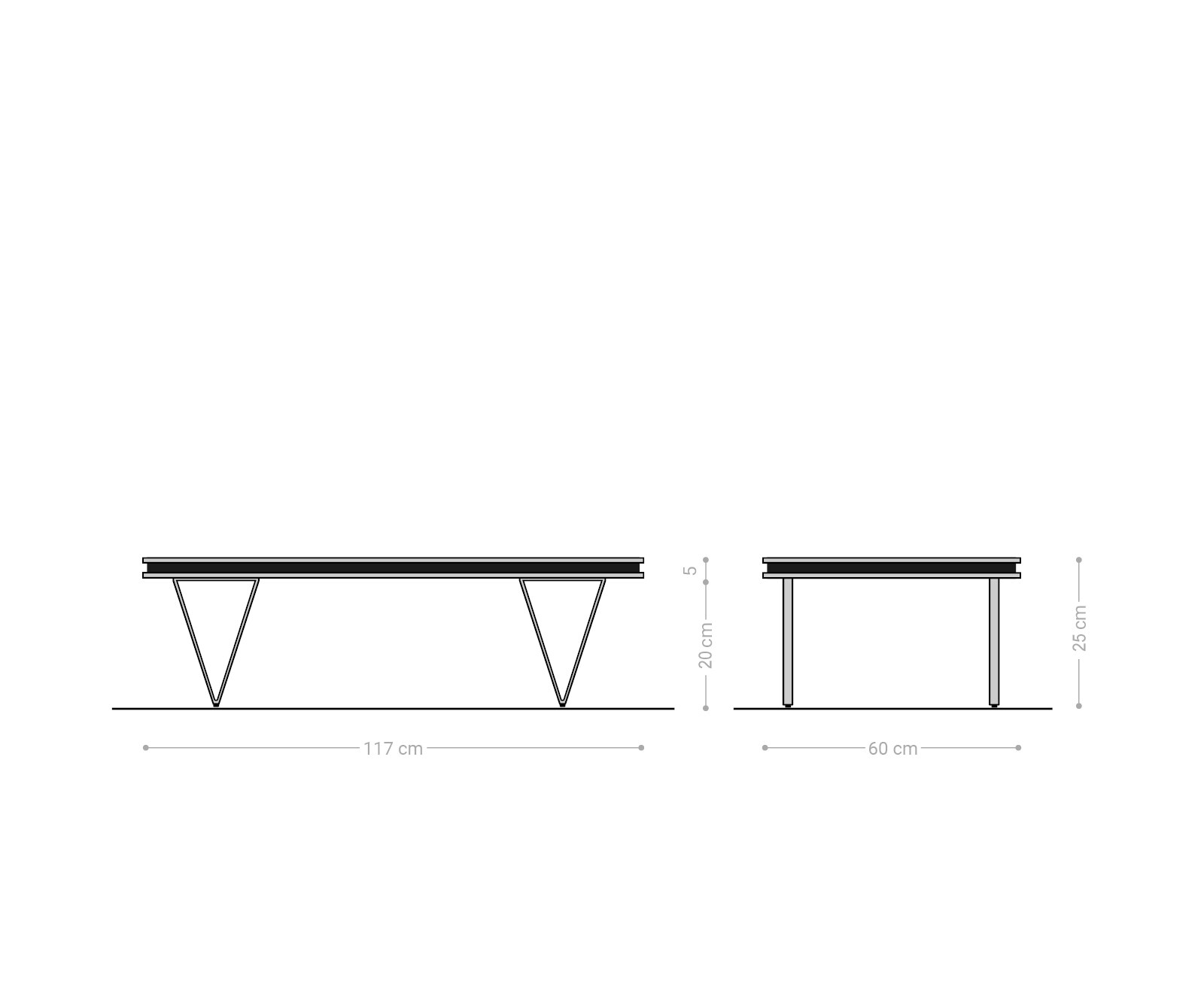 Холна маса Stonegrace 117x60x25 см Масив акация 4