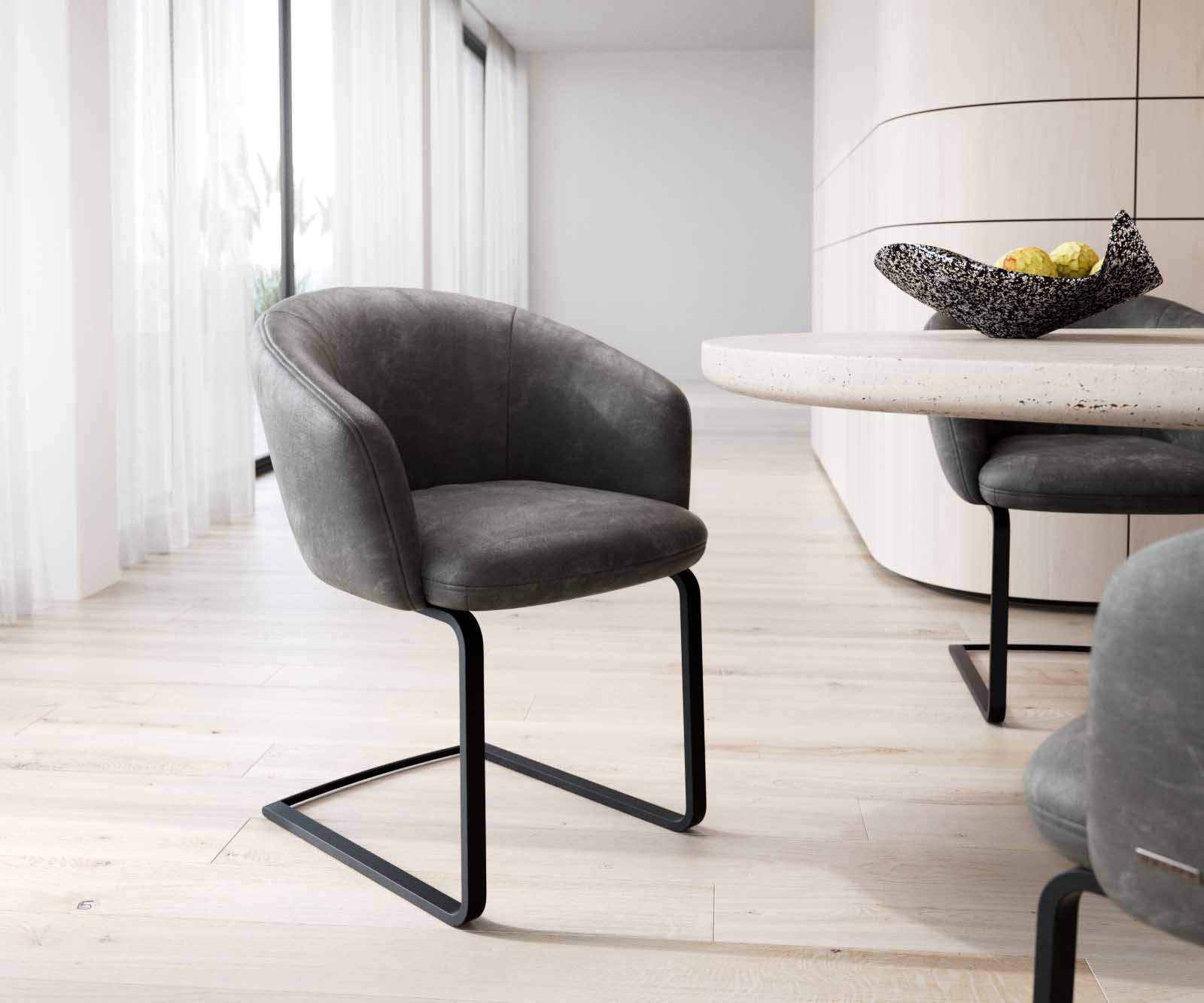 Люлеещ стол с подлакътници Антрацит Винтидж Конзолен крак плосък Черен Покет пружина Caja-Flex Люлеещ стол с подлакътници Антрацит Винтидж Конзолен крак плосък Черен Покет пружина Caja-Flex