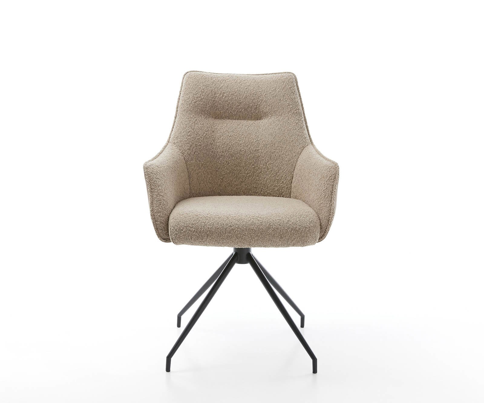 Врътящ се стол с подлакътници Комбинация от дамаски Сиво-Кафяв Конус крак кръгъл Черен 180° въртящ се Покет пружина Alja-Flex 2