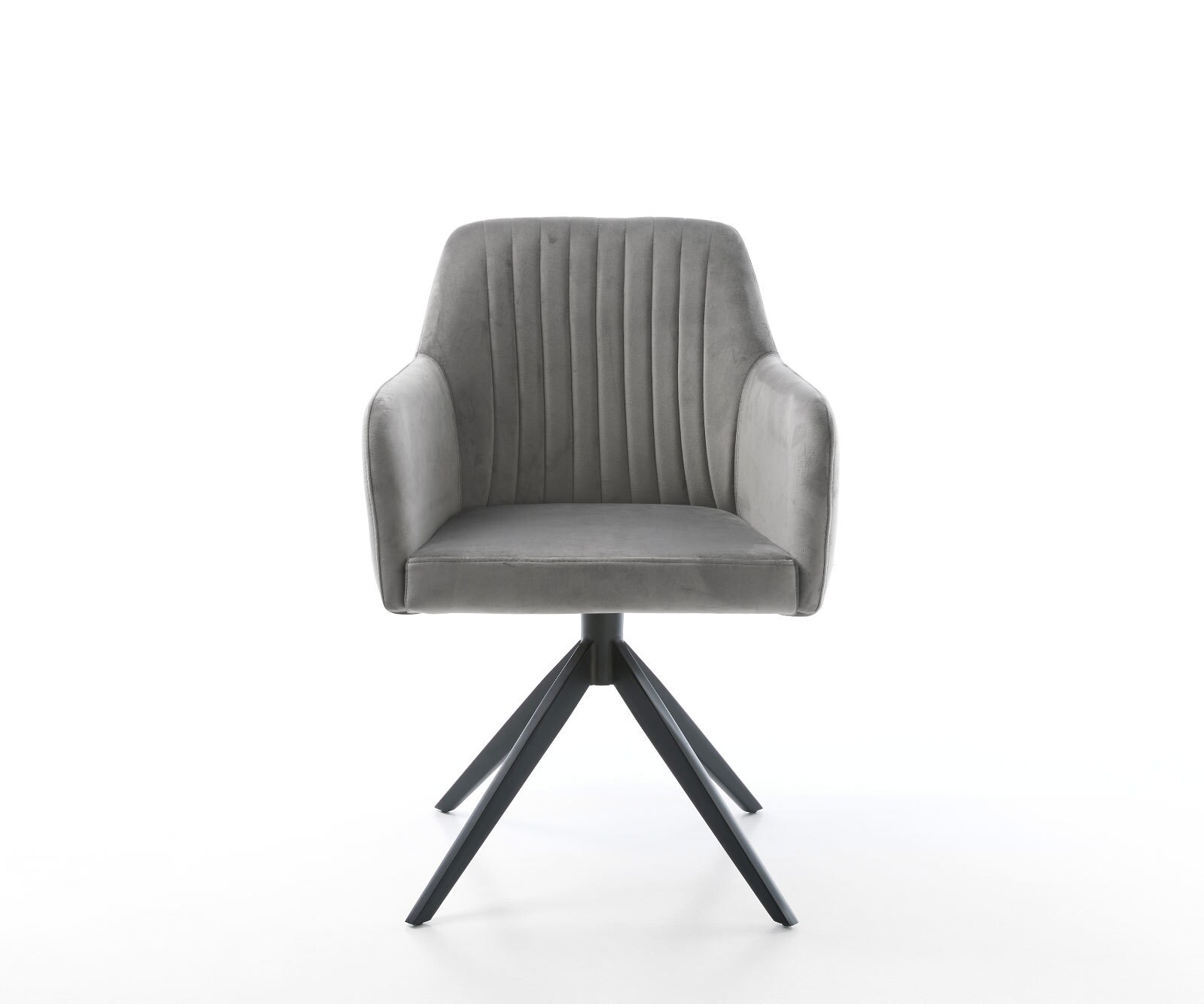 Врътящ се стол Кадифе Сив Конус крак плосък Черен 360° въртящ се Greg-Flex 2