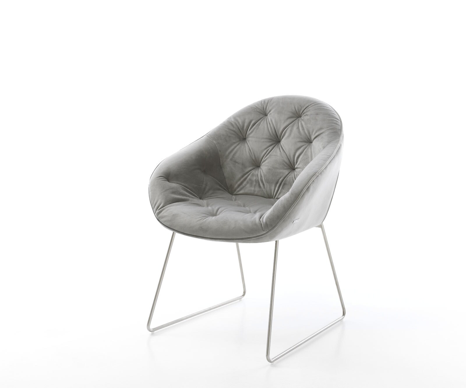 Кресло Сив Кадифе Извити крака Неръждаема стомана Gaio-Flex Кресло Сив Кадифе Извити крака Неръждаема стомана Gaio-Flex