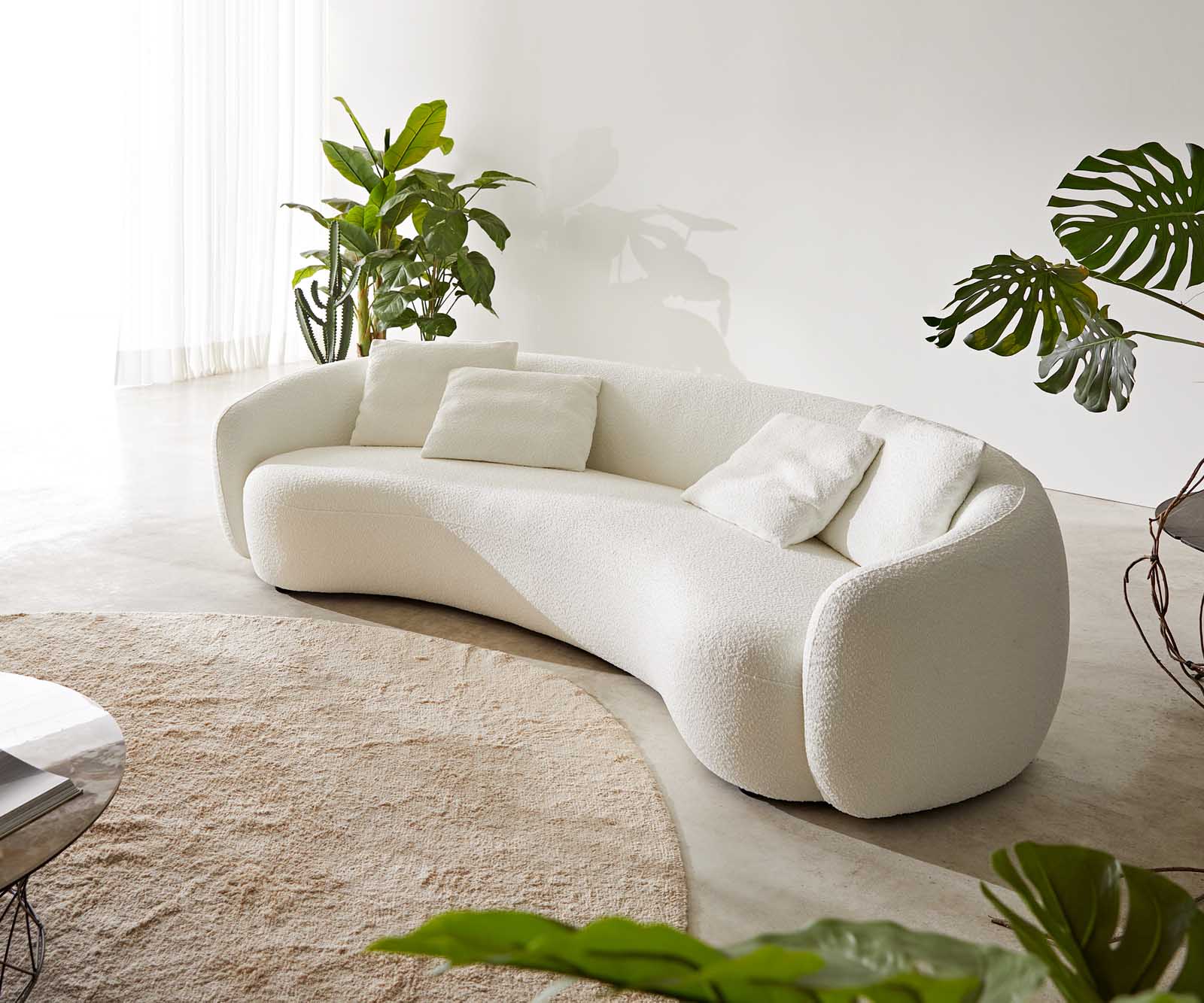 3-местен диван Larna 260x120 cm Bouclé кремаво-бяло 3 3-местен диван Larna 260x120 cm Bouclé кремаво-бяло 3