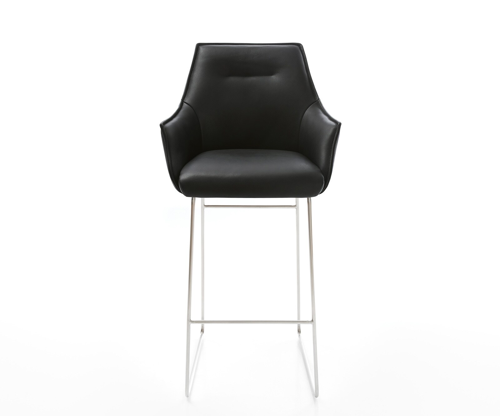 Бар стол Естествена кожа Черни Извити крака Неръждаема стомана Покет пружина Alja-Flex 2