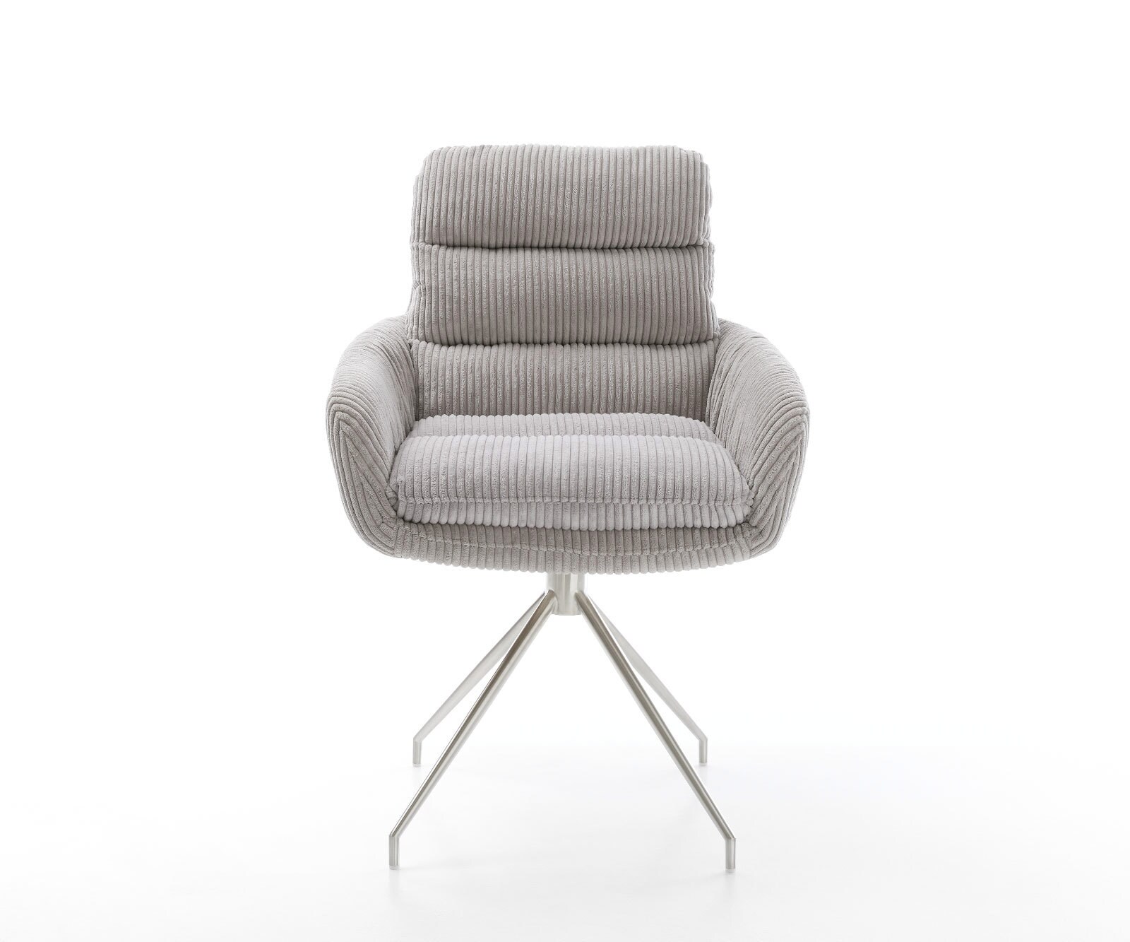 Врътящ се стол с подлакътници Корд СребристСив Конус крак кръгъл Неръждаема стомана 180° въртящ се Abelia-Flex 2