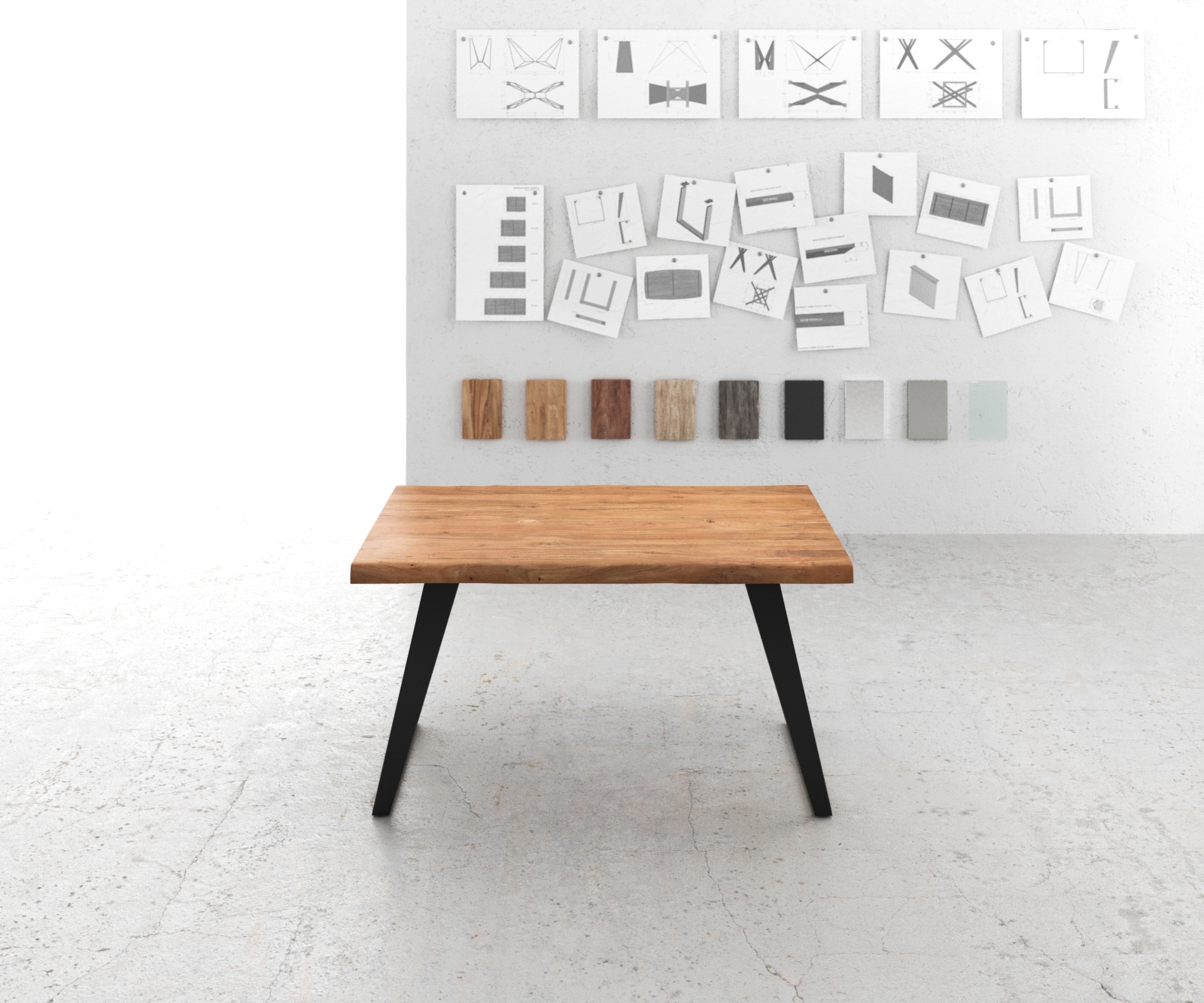 Маса 140x90 XL Акация Натурал Метал под ъгъл Edge 1 Маса 140x90 XL Акация Натурал Метал под ъгъл Edge 1