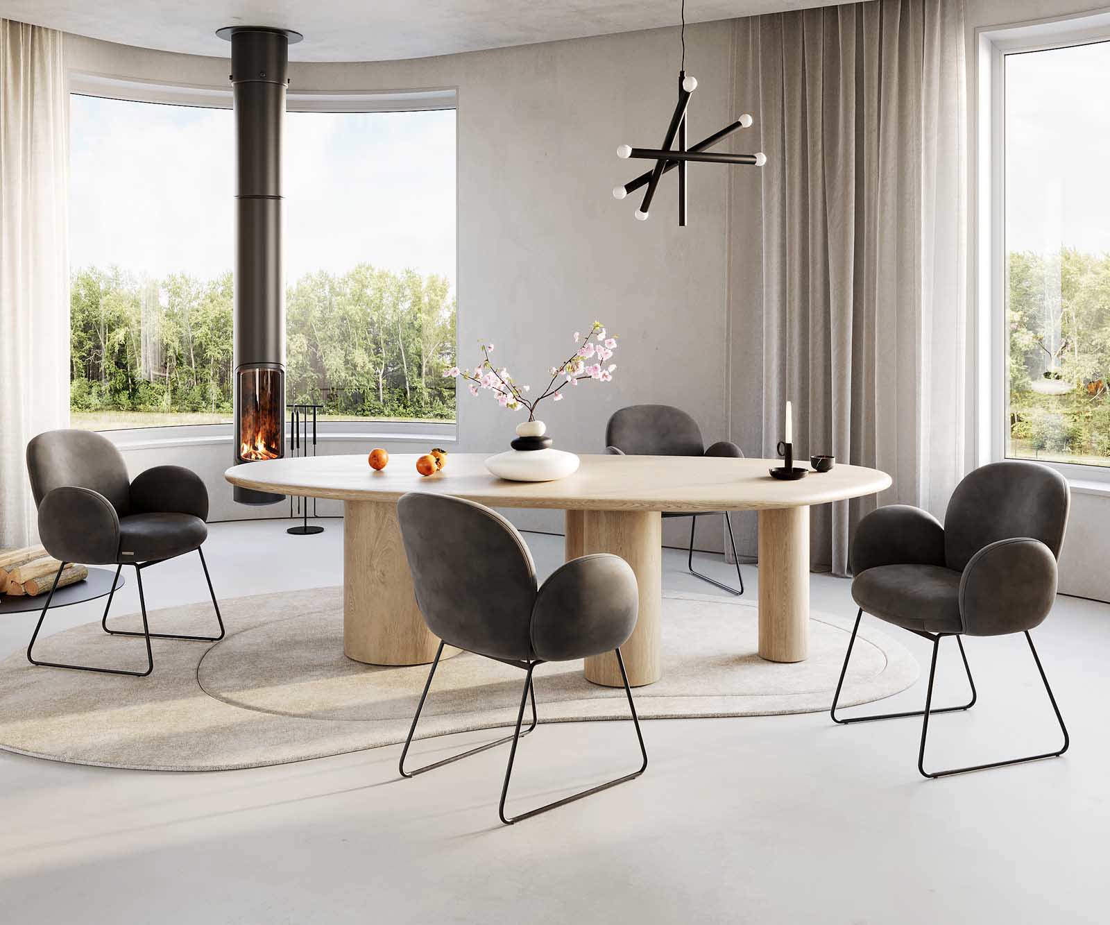 Стол Антрацит Винтидж Извити крака Черни Покет пружина Nube-Flex 5