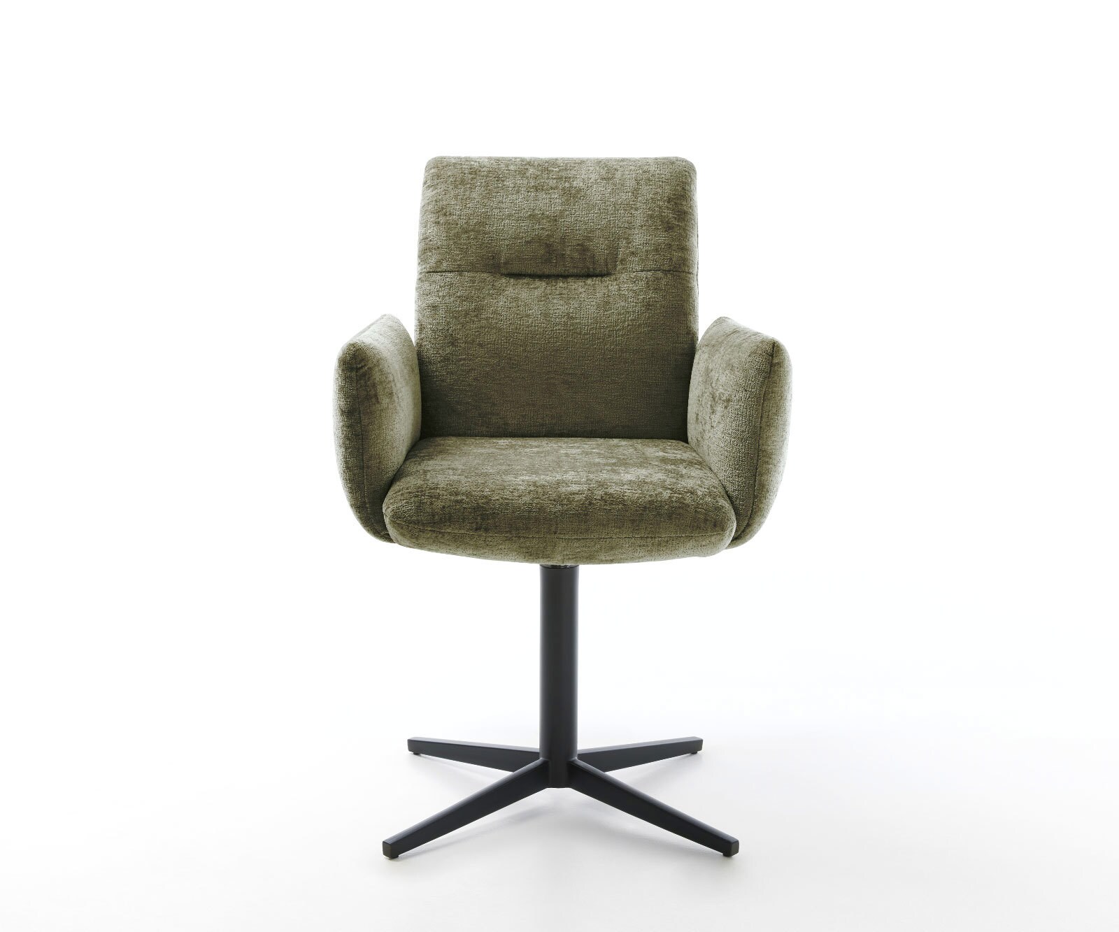 Врътящ се стол с подлакътници Шенил Маслина Офис основа Черен 360° въртящ се Покет пружина Jova-Flex 2