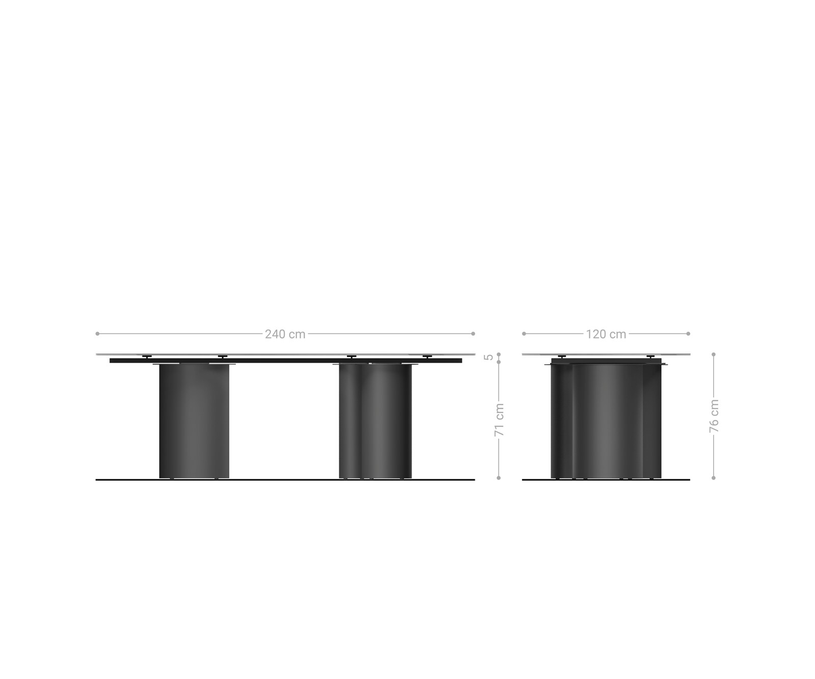 Трапезна маса Edge Boot 240x120, керамика Laminam „®“, Emperador Extra Lucidato, тъмнокафяво, Troa, метално покритие с ефект „Титан“ 7