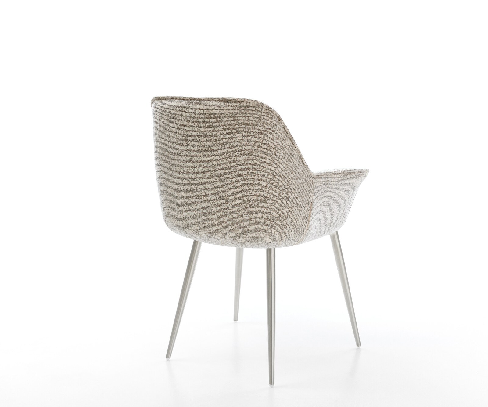 Трапезен стол Keila-Flex с подлакътници от тъкан Soft Beige 4-футов конус от неръждаема стомана 5