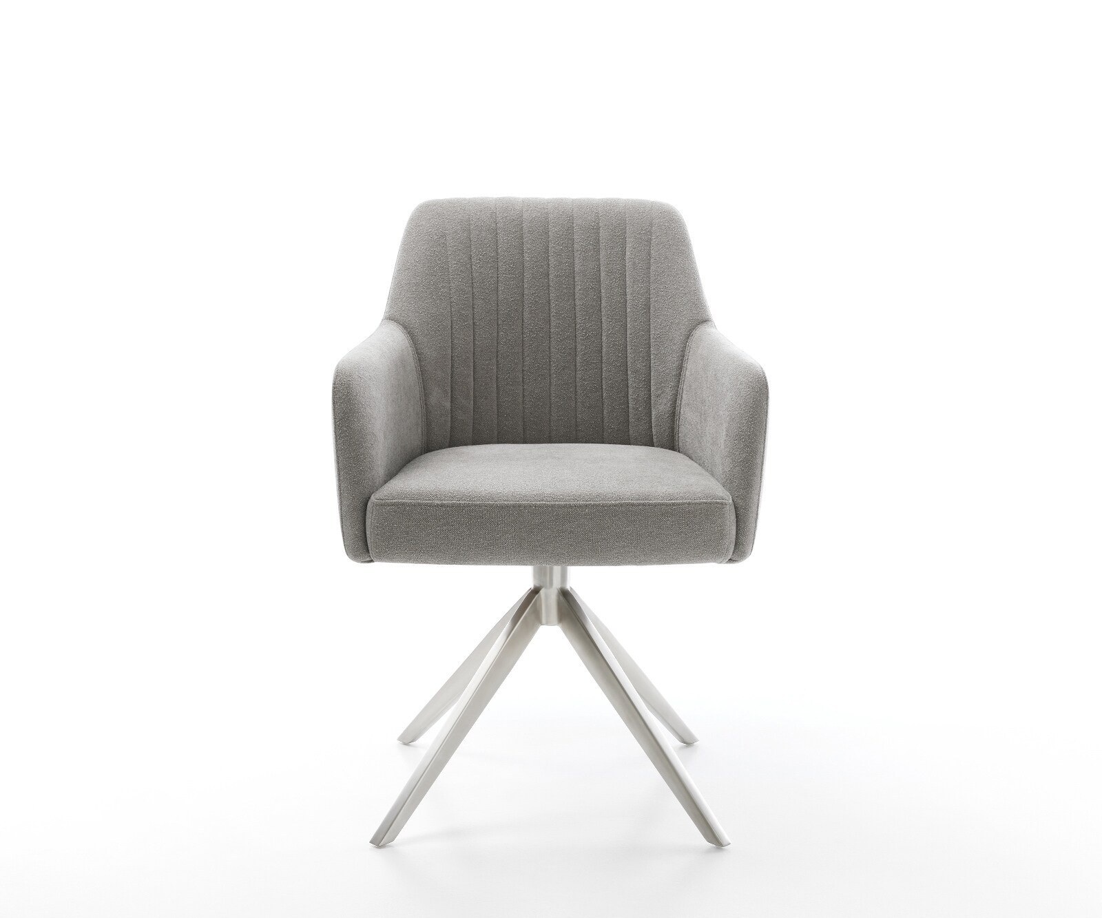 Въртящ се стол Greg-Flex, текстуриран плат Светлосив, Кръстосана рамка широка, неръждаема стомана, 360° въртене, Люлееща се функция, сърцевина от джобни пружини 2