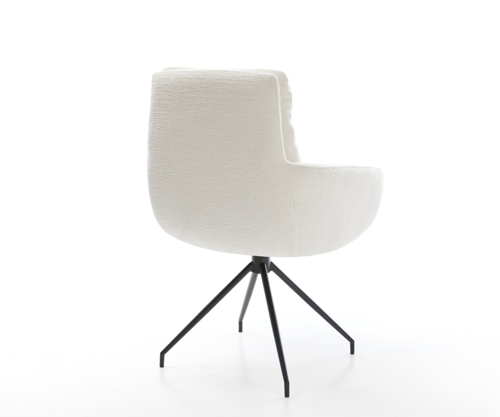 Трапезен стол Abelia-Flex с подлакътници Bouclé Soft Beige Кръстосана рамка конична Черно 5