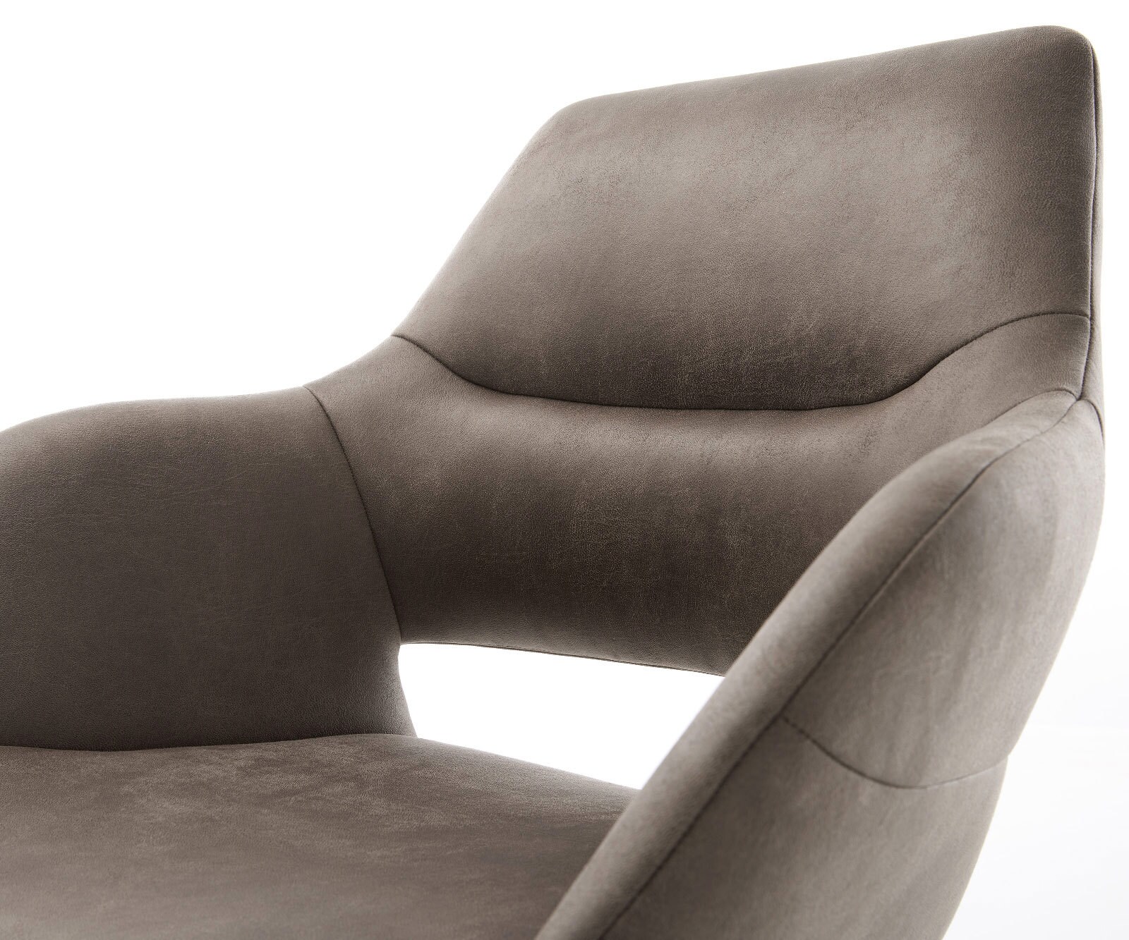 Въртящ се стол Yago-Flex с подлакътници, Микрофибър сив винтидж, Кръстосана рамка широка, Неръждаема стомана, Въртене на 360°, Люлееща се функция, Ядро от джобни пружини 3