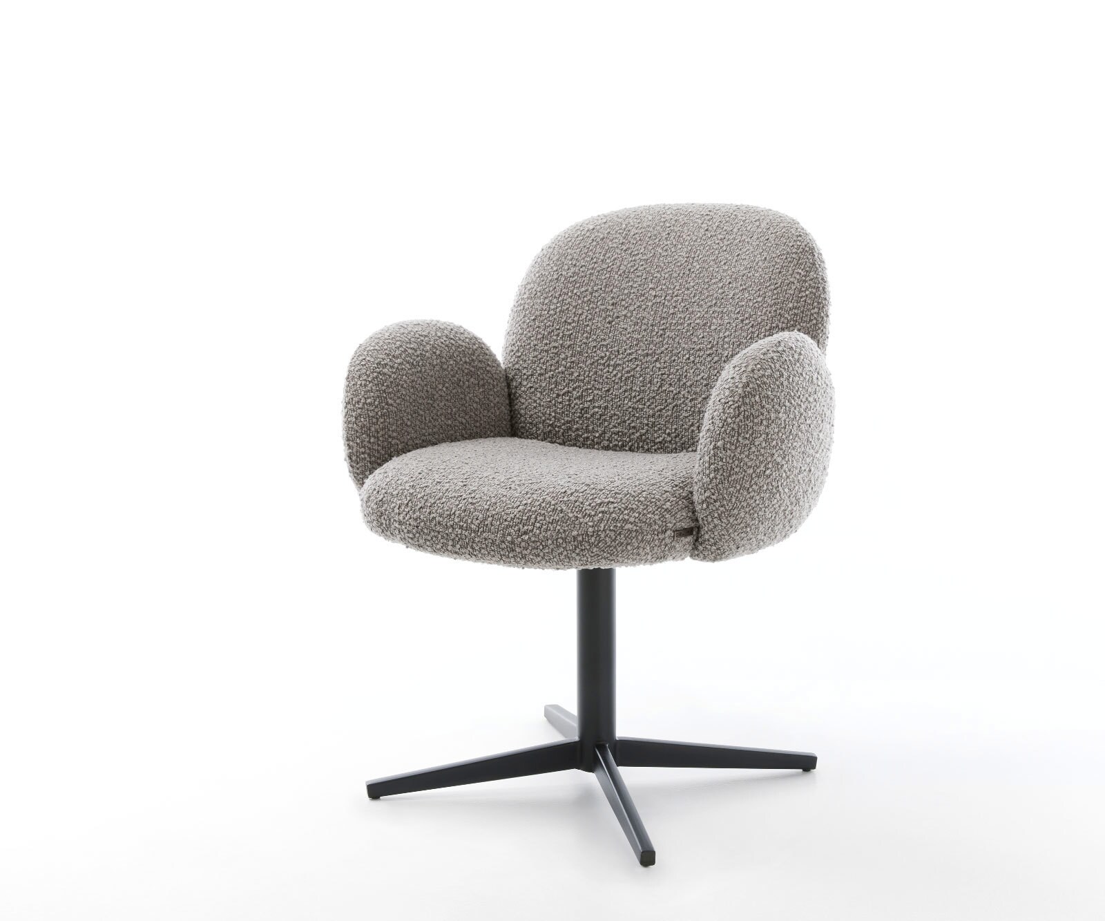 Врътящ се стол с подлакътници Букле СребристСив Офис основа Черен 360° въртящ се Покет пружина Nube-Flex 1