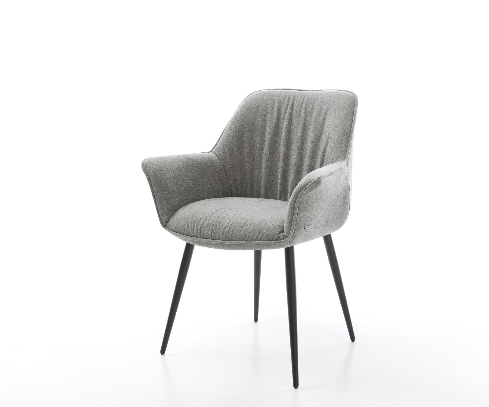 Трапезен стол Keila-Flex с подлакътници от текстуриран плат в меко сиво 4-футов заострен черен цвят 1