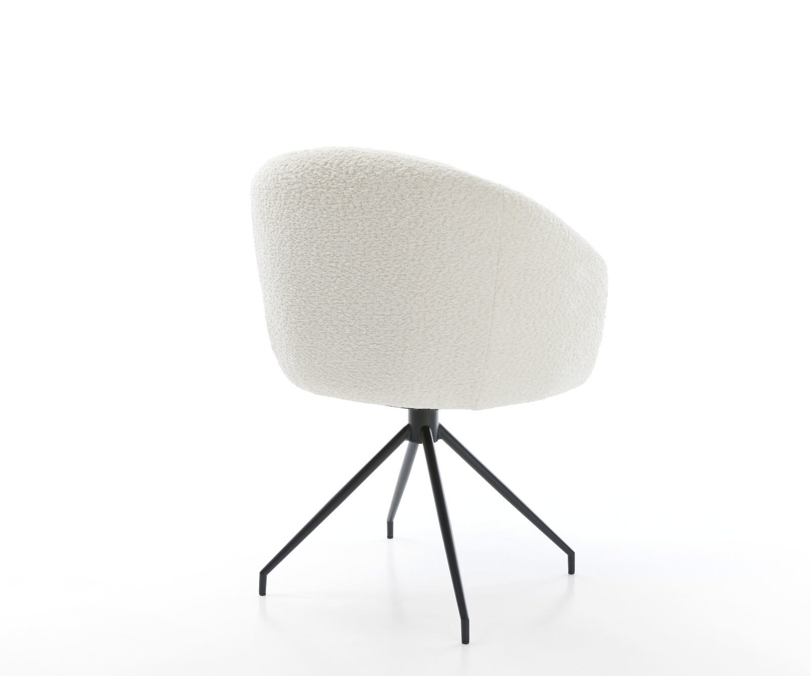 Врътящ се стол с подлакътници Букле Бял Конус крак кръгъл Черен 180° въртящ се Покет пружина Caja-Flex 5