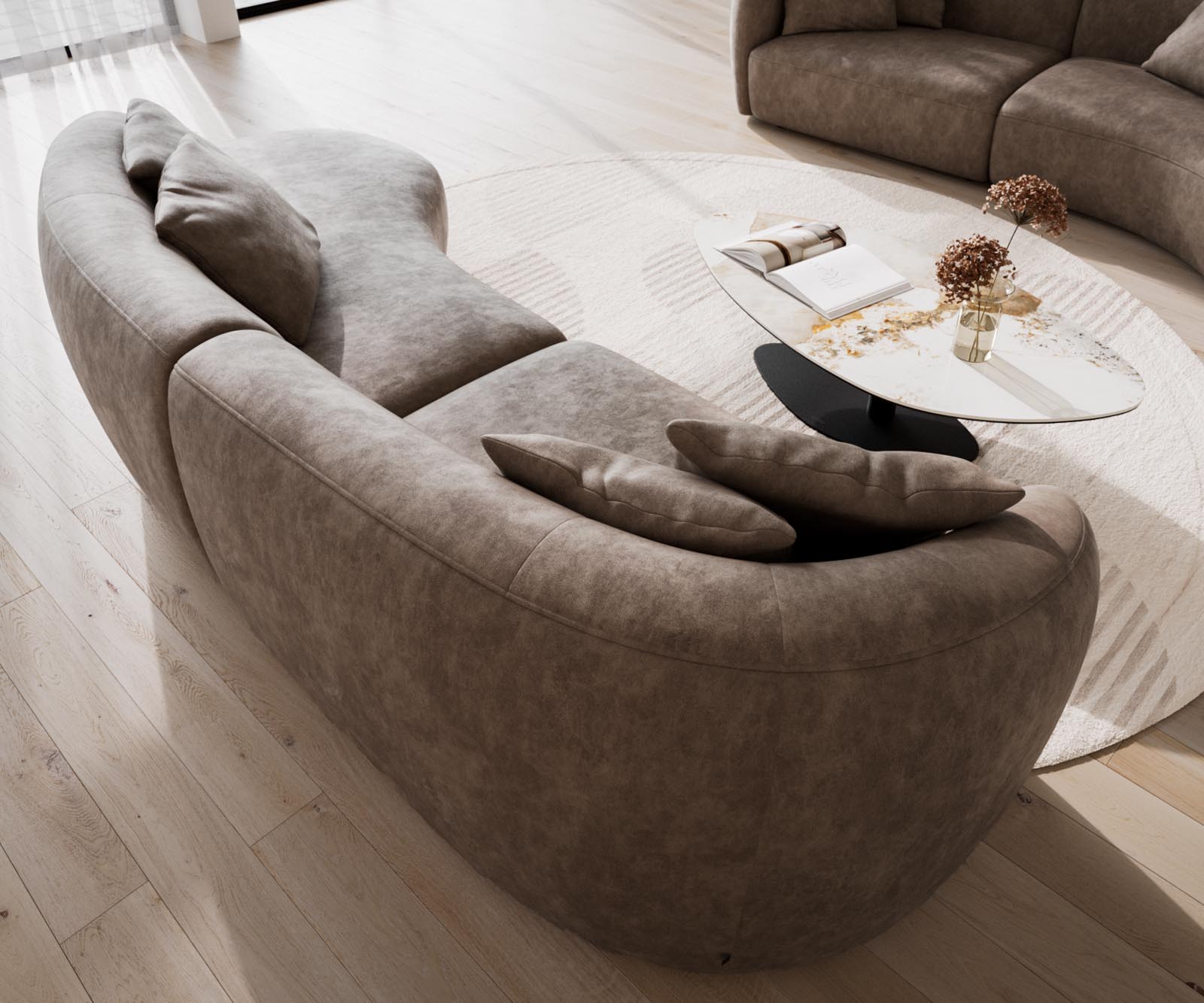 Диван Mairi 330x160 cm микрофибър сив цвят vintage 6 Диван Mairi 330x160 cm микрофибър сив цвят vintage 6