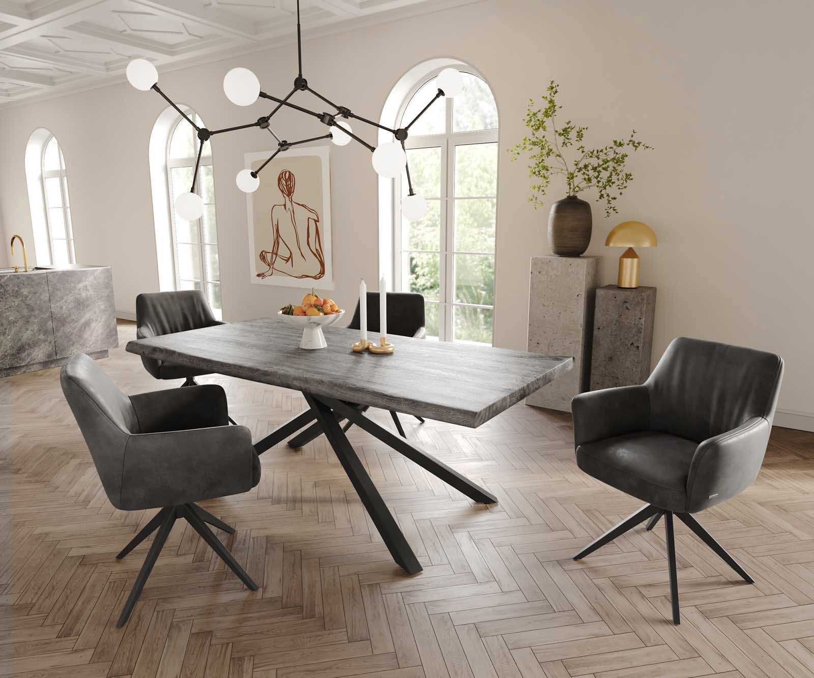 Врътящ се стол с подлакътници Антрацит Винтидж Конус крак плосък Черен 360° въртящ се Покет пружина Xana-Flex 5 Врътящ се стол с подлакътници Антрацит Винтидж Конус крак плосък Черен 360° въртящ се Покет пружина Xana-Flex 5