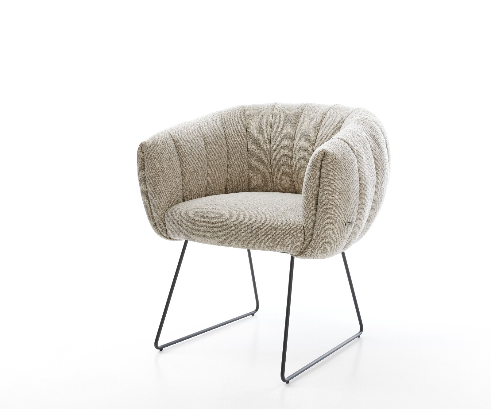 Трапезен стол Jada-Flex, Тъкан Светлобежово, Основа шейна, Черна сърцевина от джобни пружини